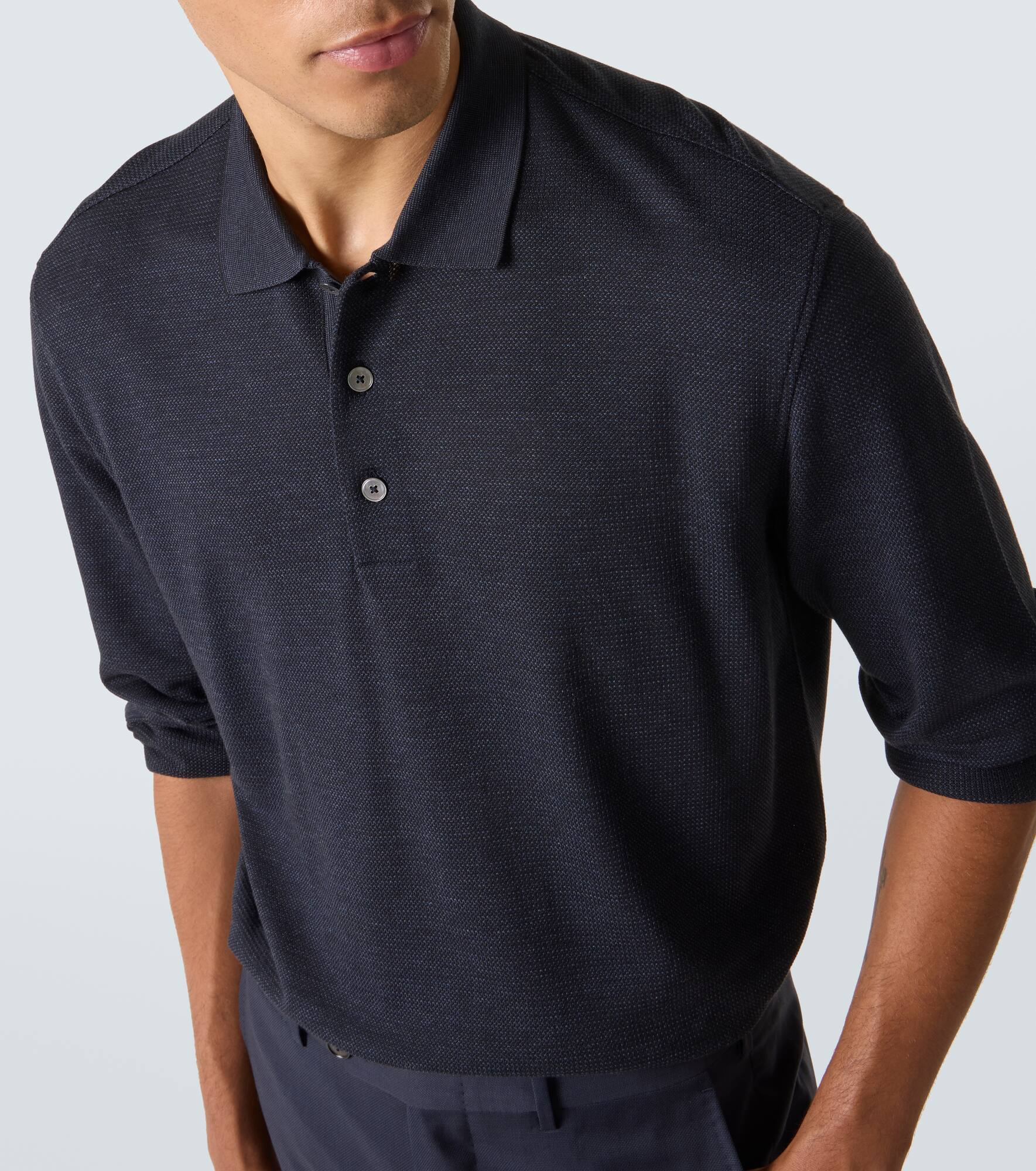 Cotton and silk polo shirt - 6