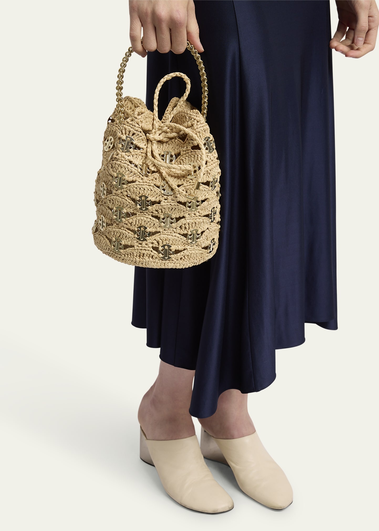 Sac a Main Disc-Link Raffia Bucket Bag - 6