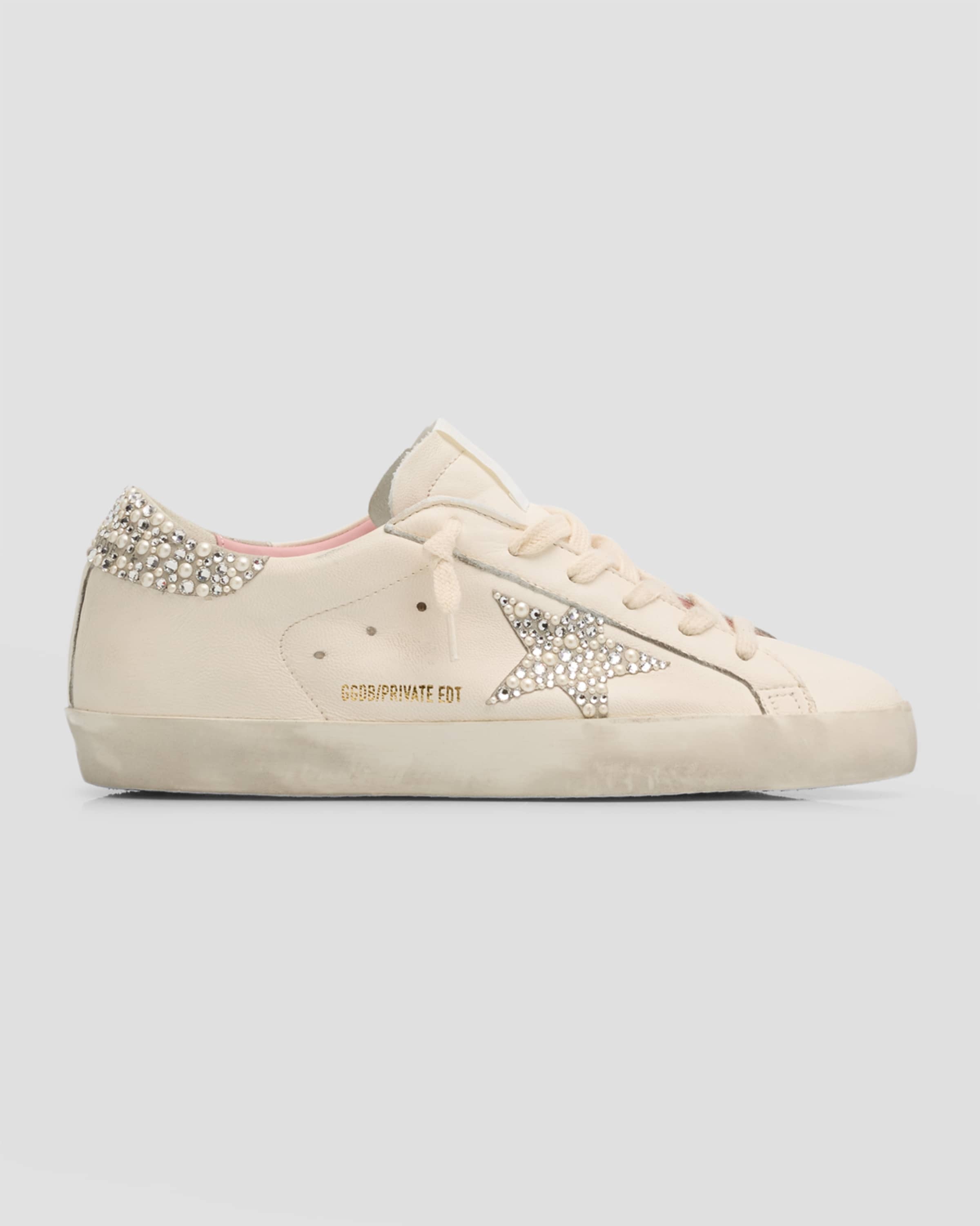 Superstar Swarovski Pearly Leather Low-Top Sneakers - 1
