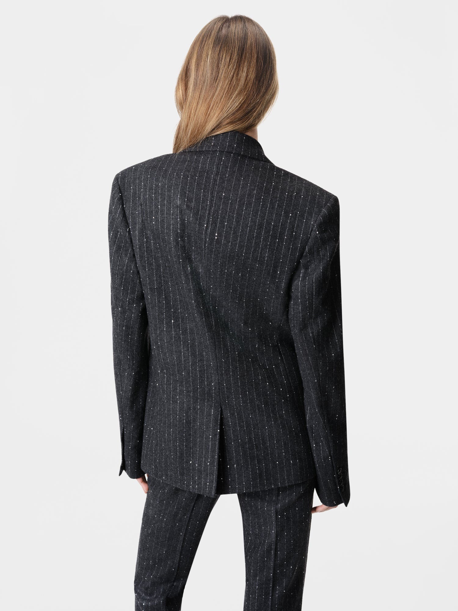 WOMEN'S SEQUIN PINSTRIPE BLAZER - 5