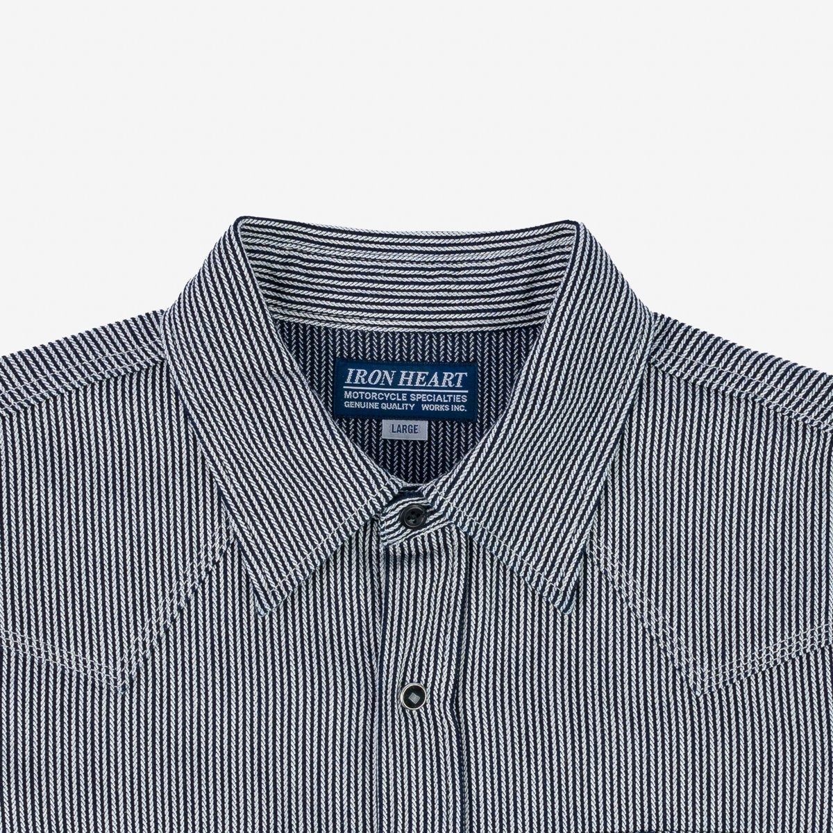 IHSH-365-IND 8oz Herringbone Hickory Stripe Sawtooth Western Shirt - Indigo - 8