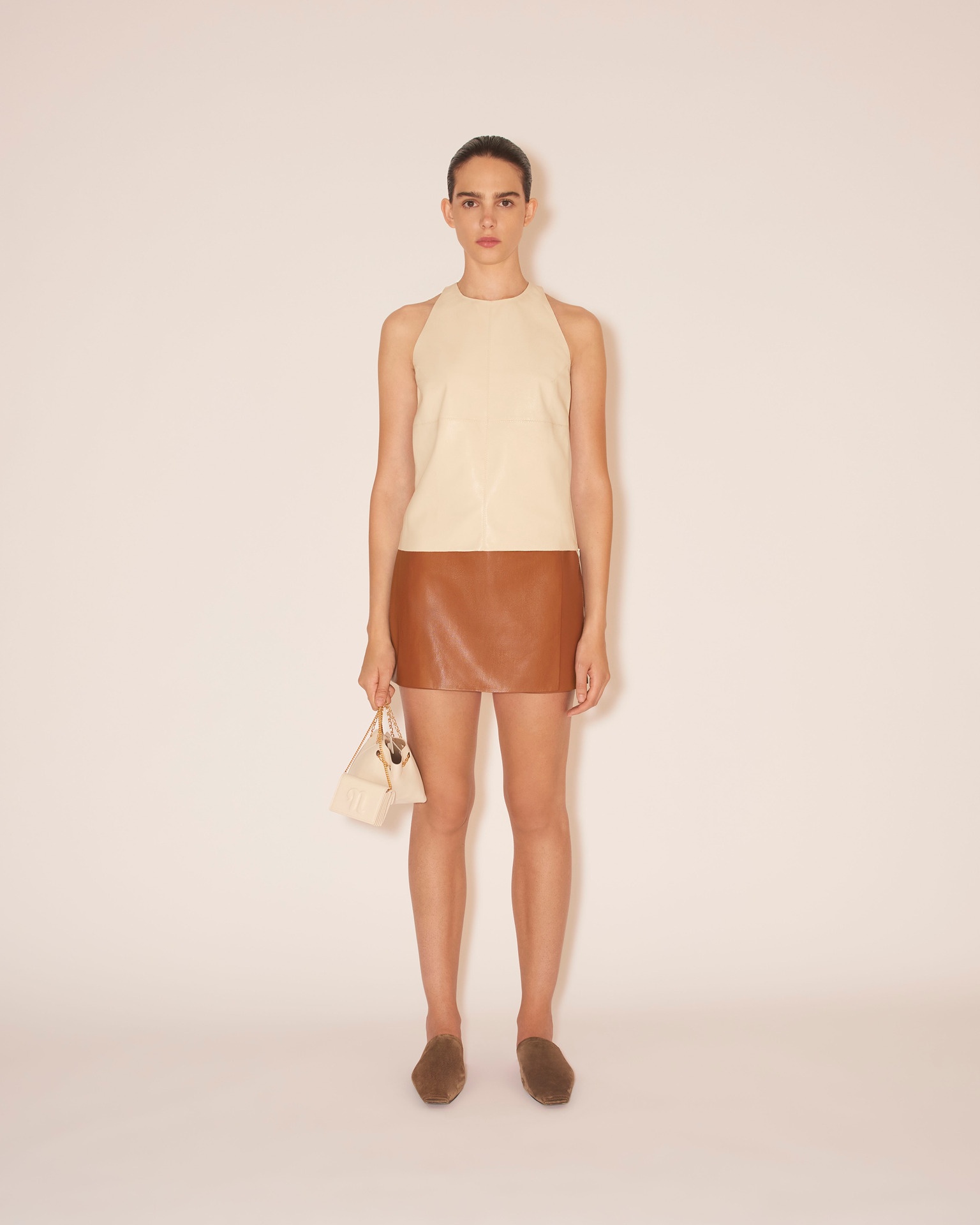 SVANA - OKOBOR™ alt-leather wrap mini skirt - Tobacco - 4
