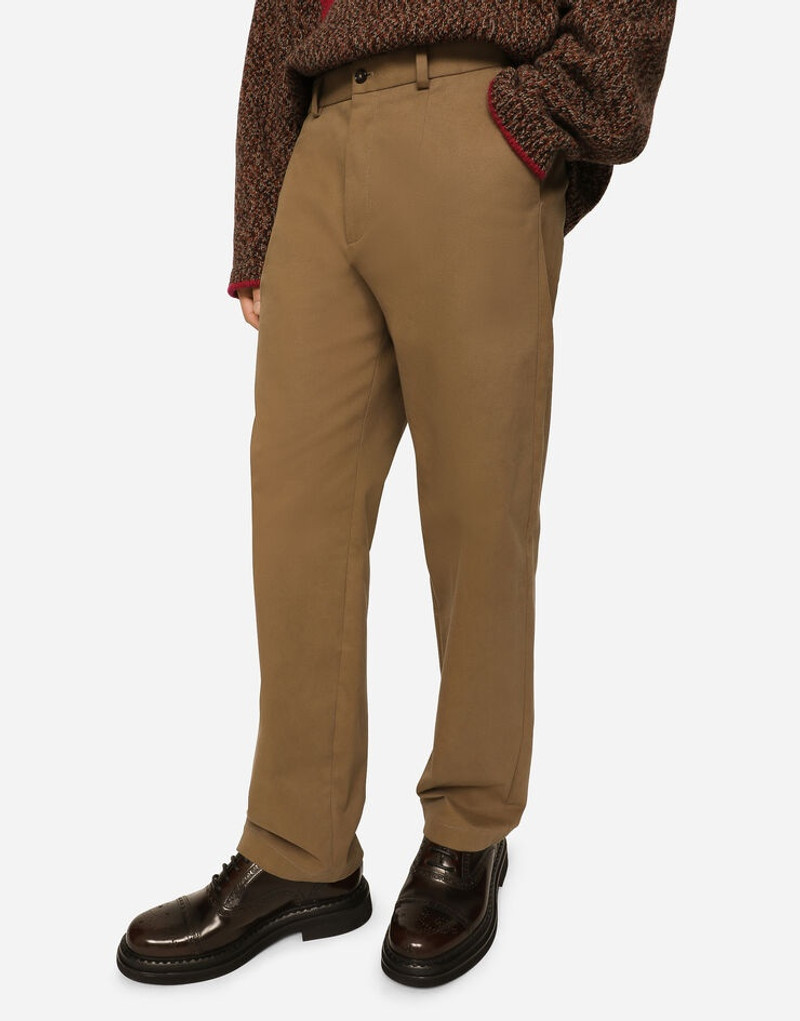 Stretch drill pants with logo label 4