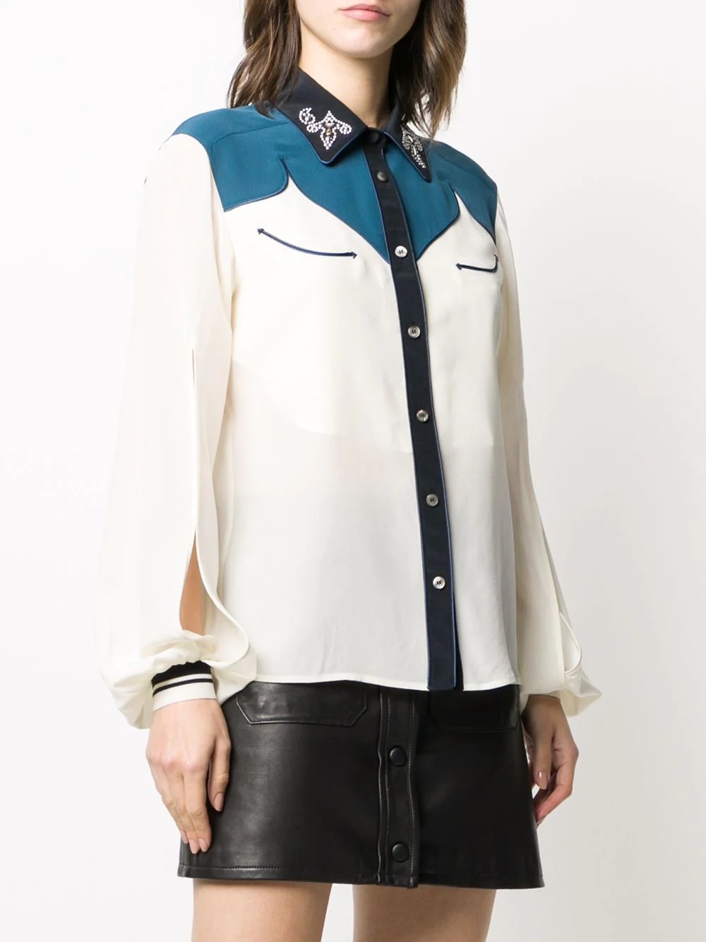 embellished collar western shirt - 3