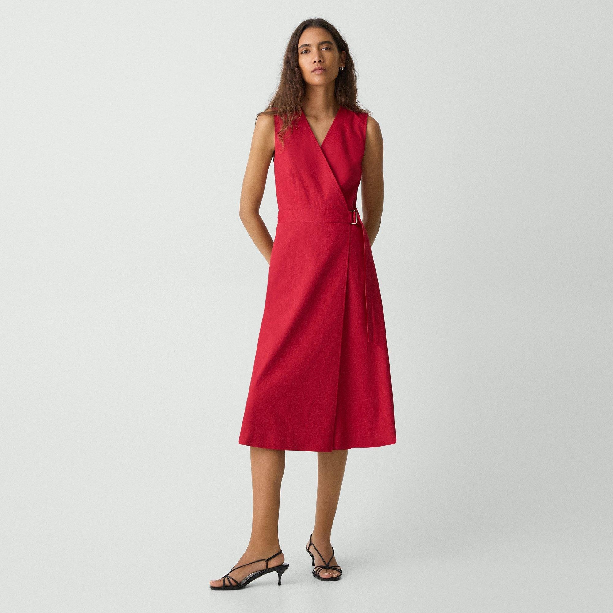 Sleeveless A-Line Wrap Dress in Good Linen - 2