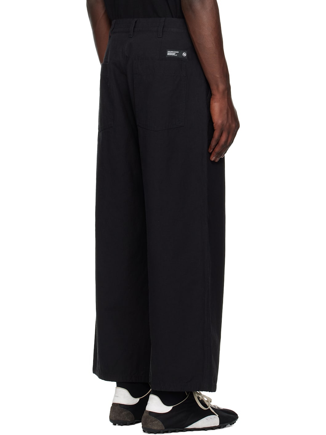 Black Wide Baker Trousers - 3