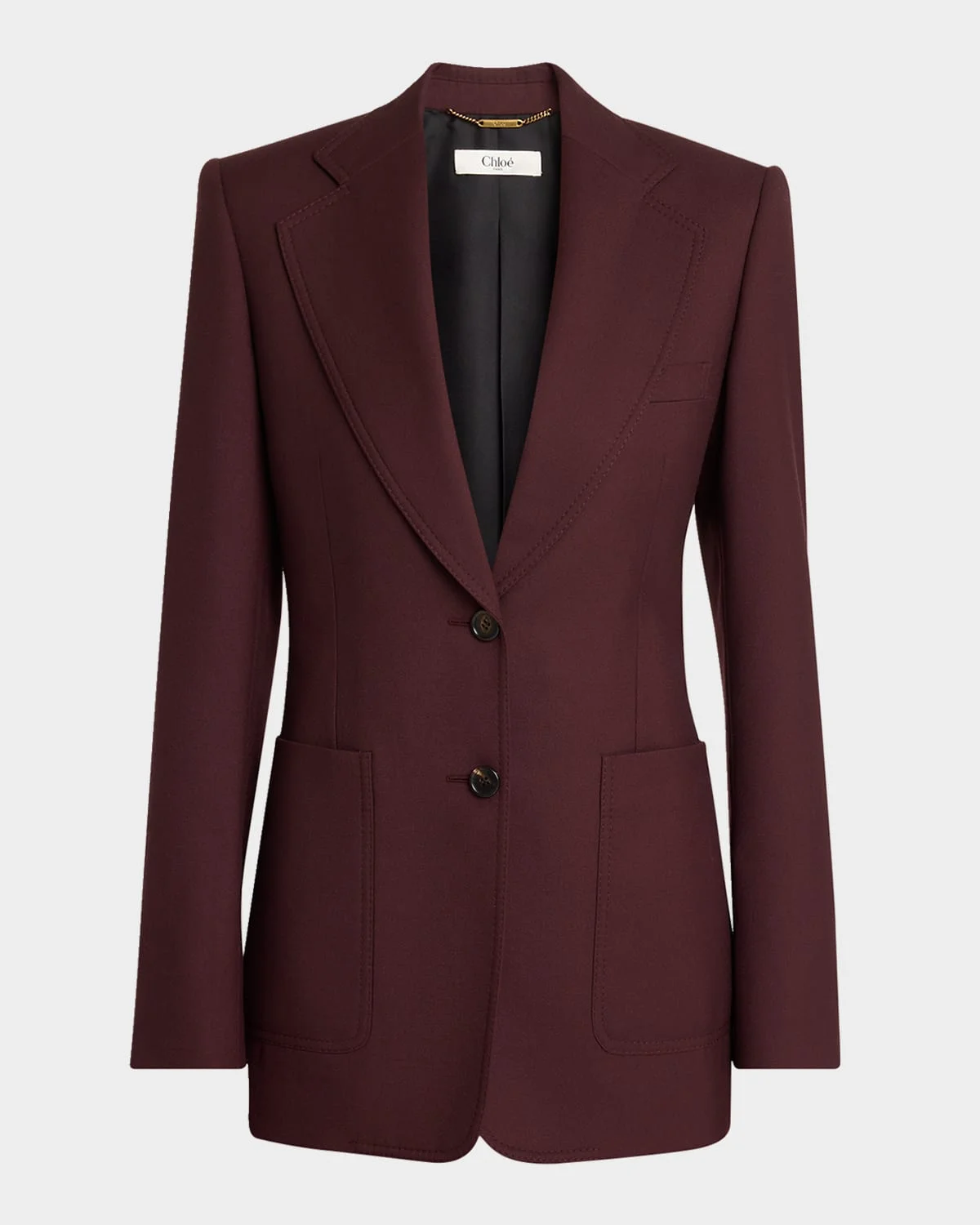 Wool Gabardine Single-Breasted Blazer Jacket - 1