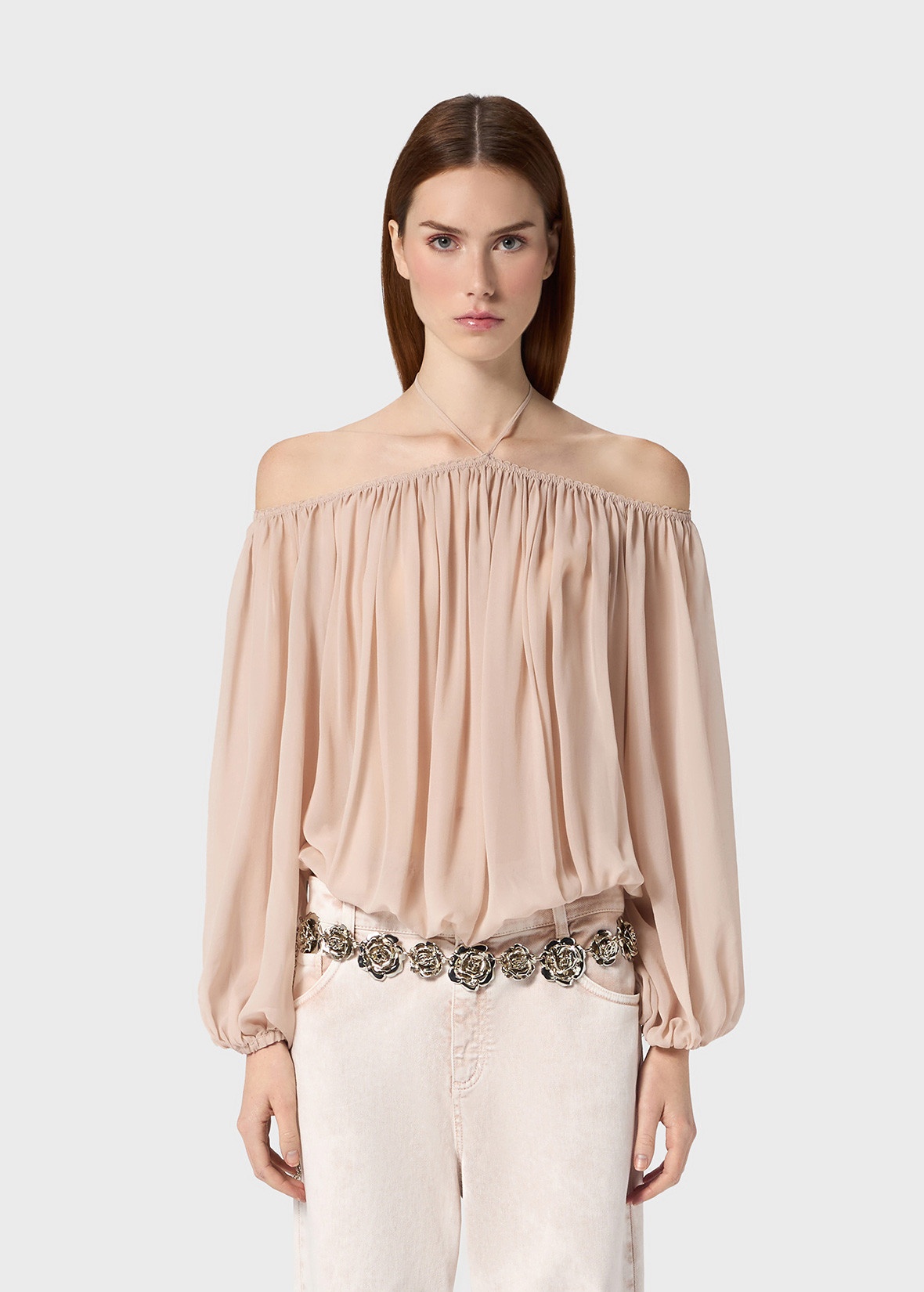 OFF-THE-SHOULDER GEORGETTE BLOUSE - 3
