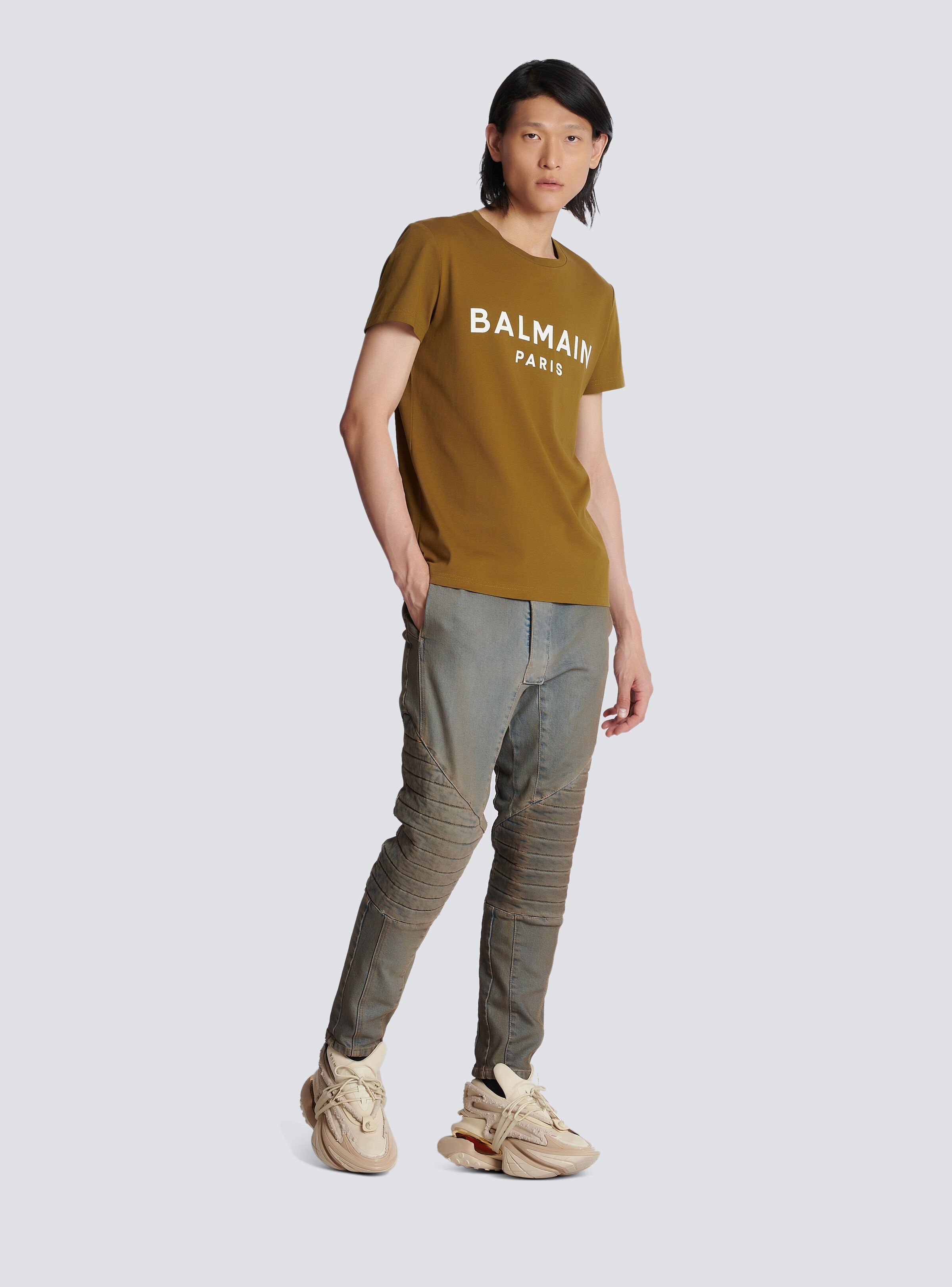 Eco-responsible cotton T-shirt with Balmain logo print - 3