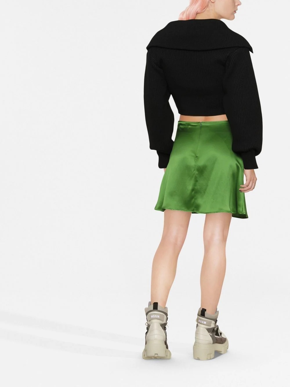 zip-up neck cropped jumper - 4