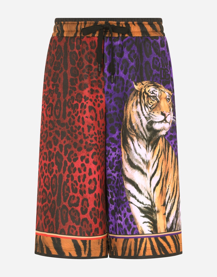 Technical jersey jogging shorts with tiger print - 3