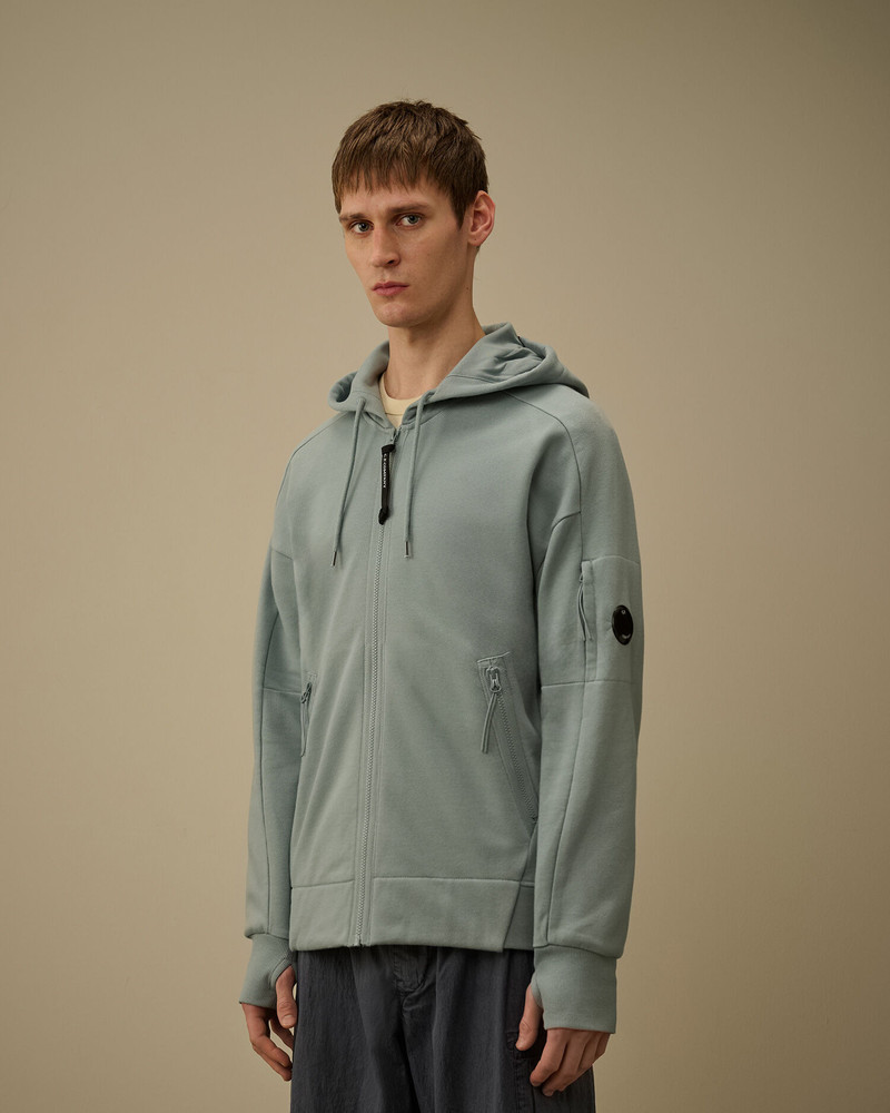Diagonal Raised Fleece Zip Hooded Lens Sweatshirt 3