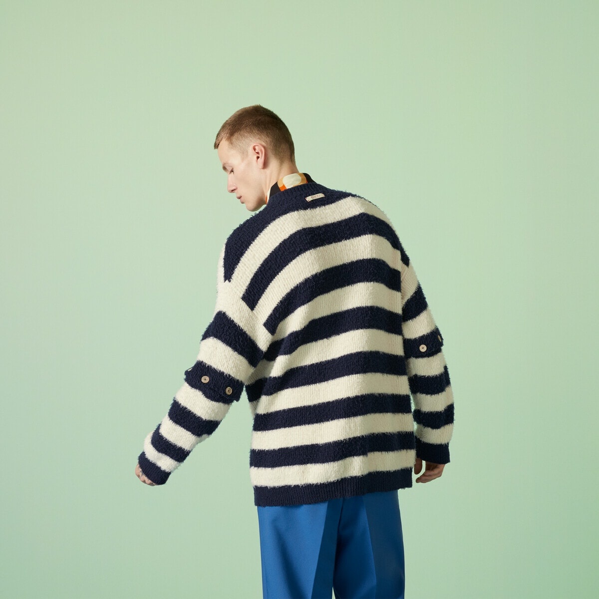 Striped knit cotton sweater - 7