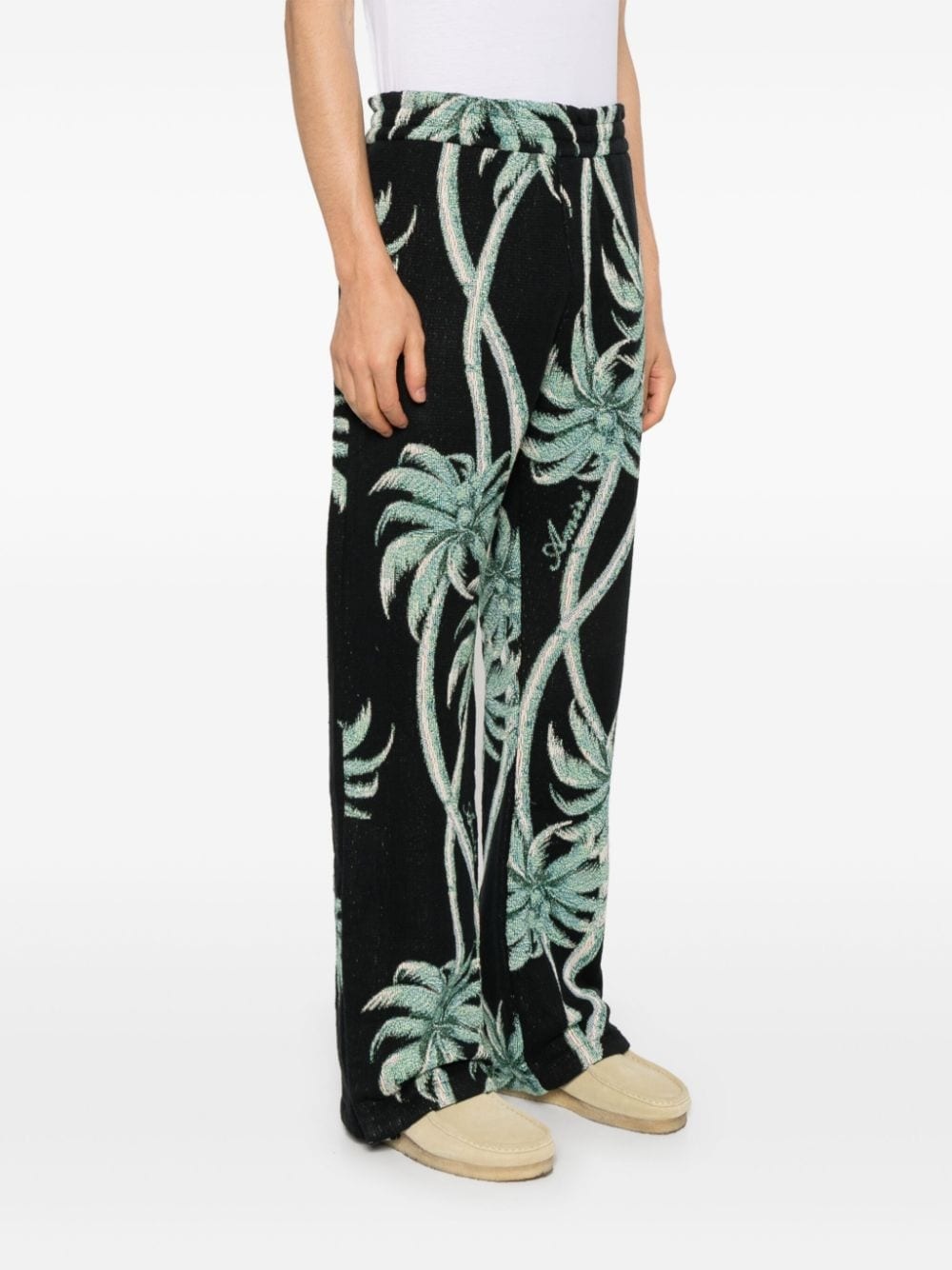 palm tree-print knitted trousers - 3