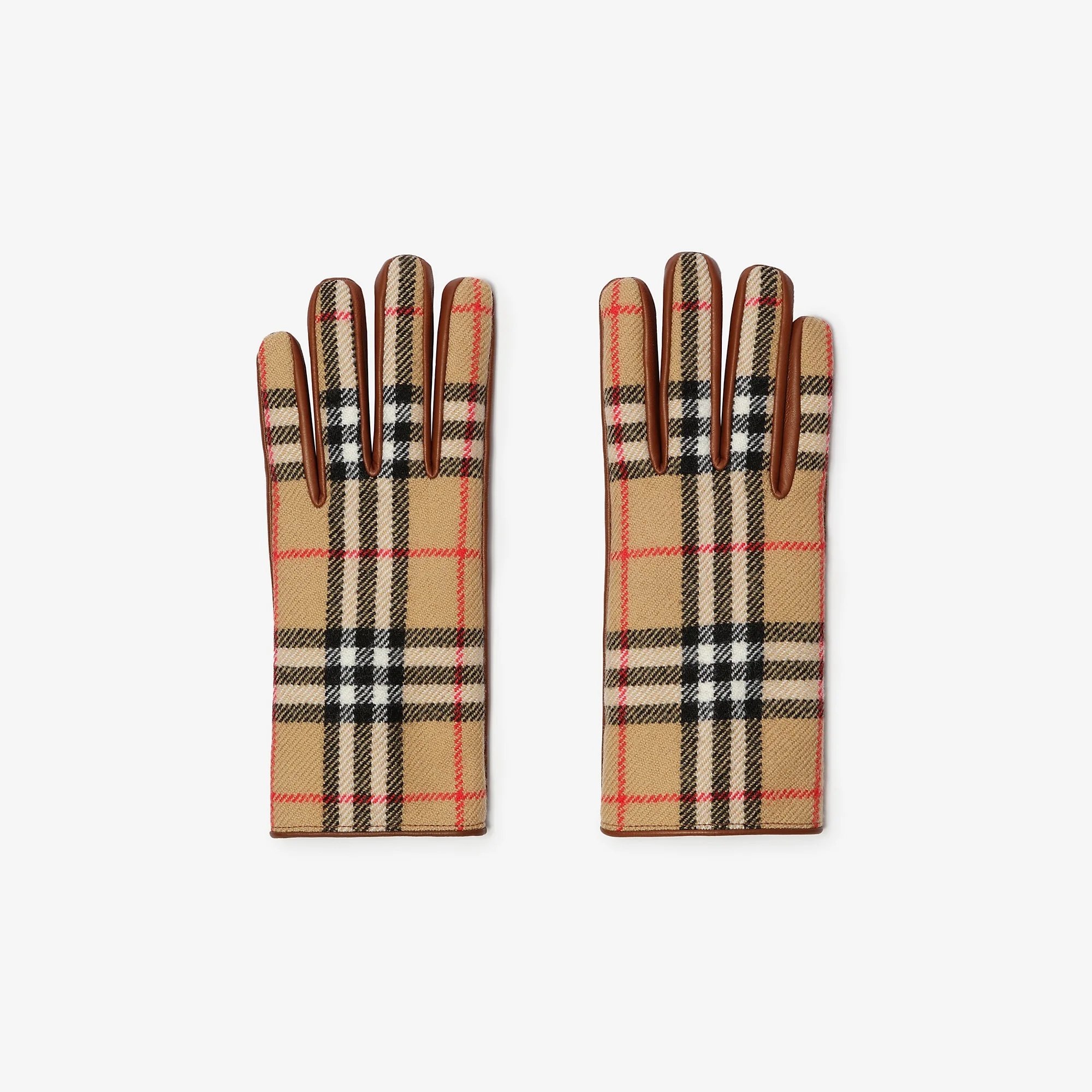 Check Wool Gloves - 1