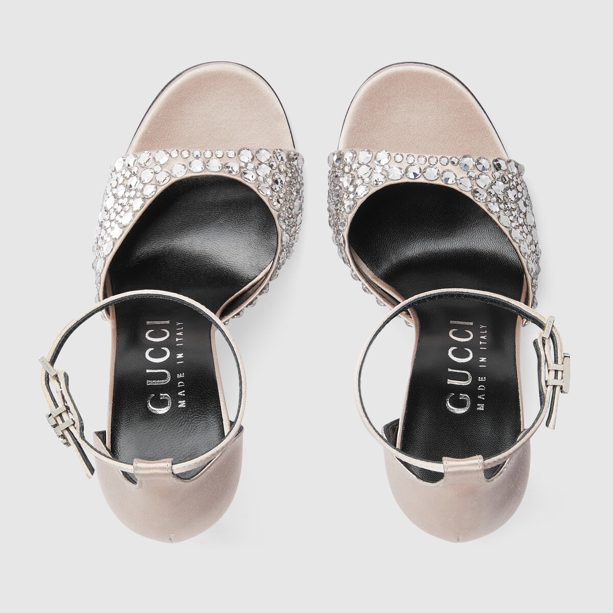 Women's high heel sandals with crystals - 5