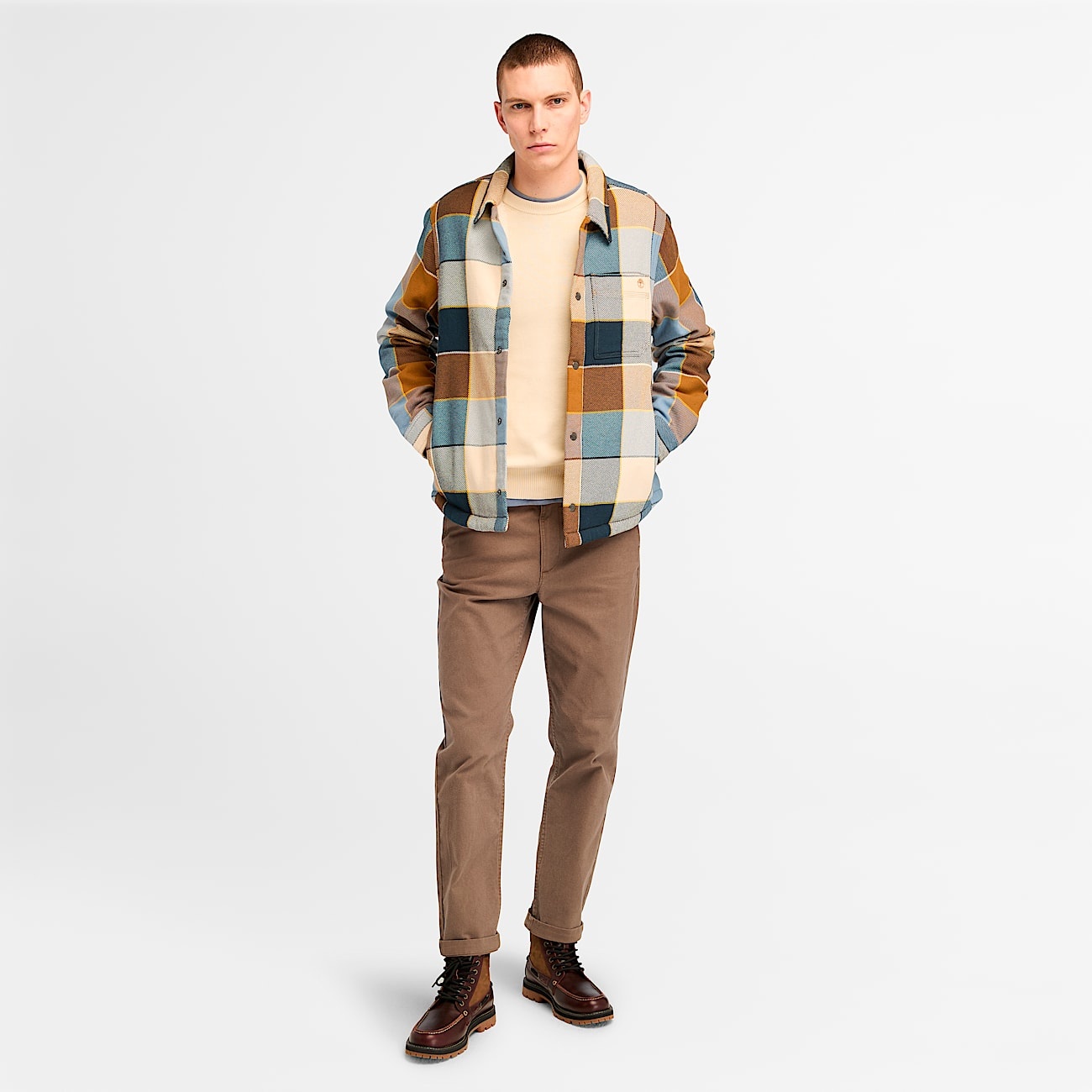 Men's High Pile Fleece Lined Plaid Overshirt - 3