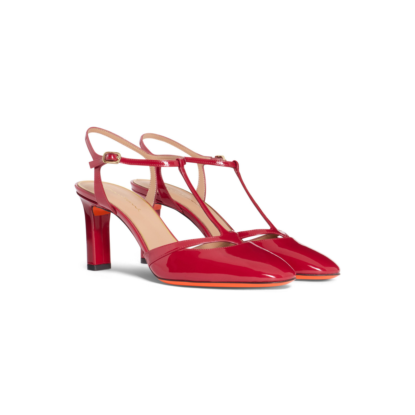 Women's red patent leather high-heel T-bar pump - 3
