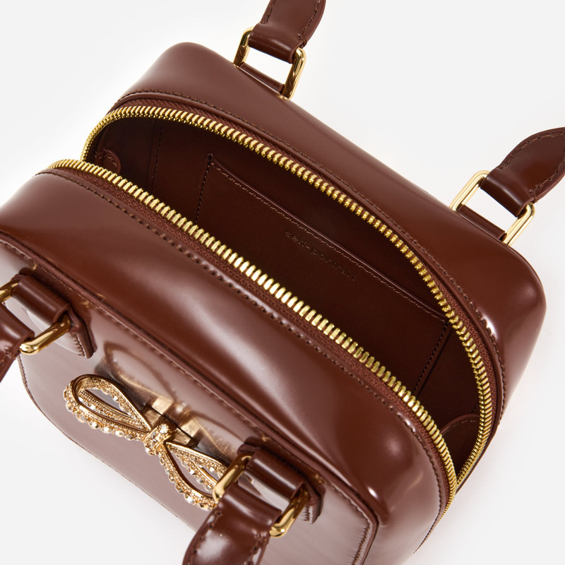 Brown Leather Square Shoulder Bag 4