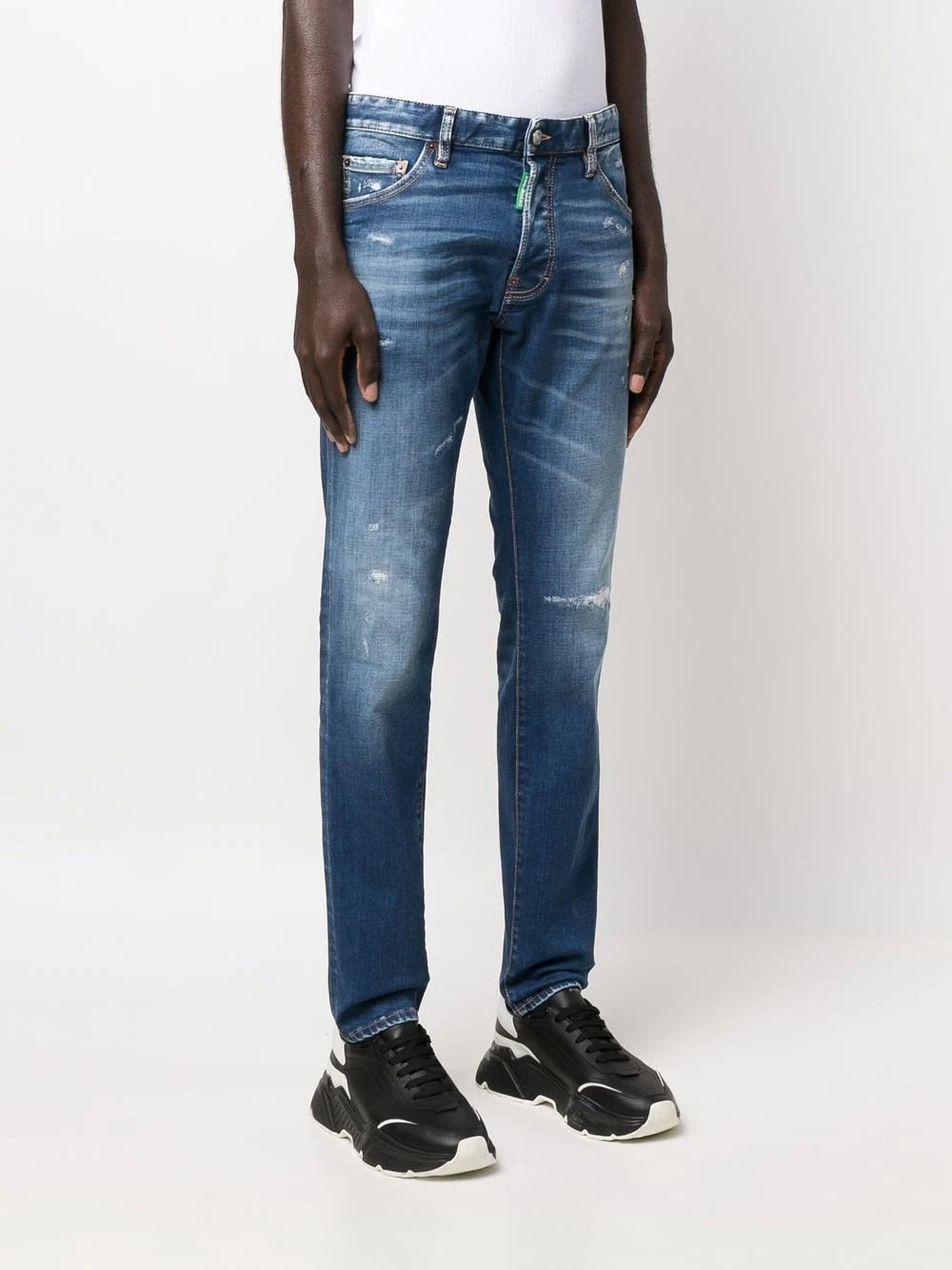 distressed straight-leg jeans - 3