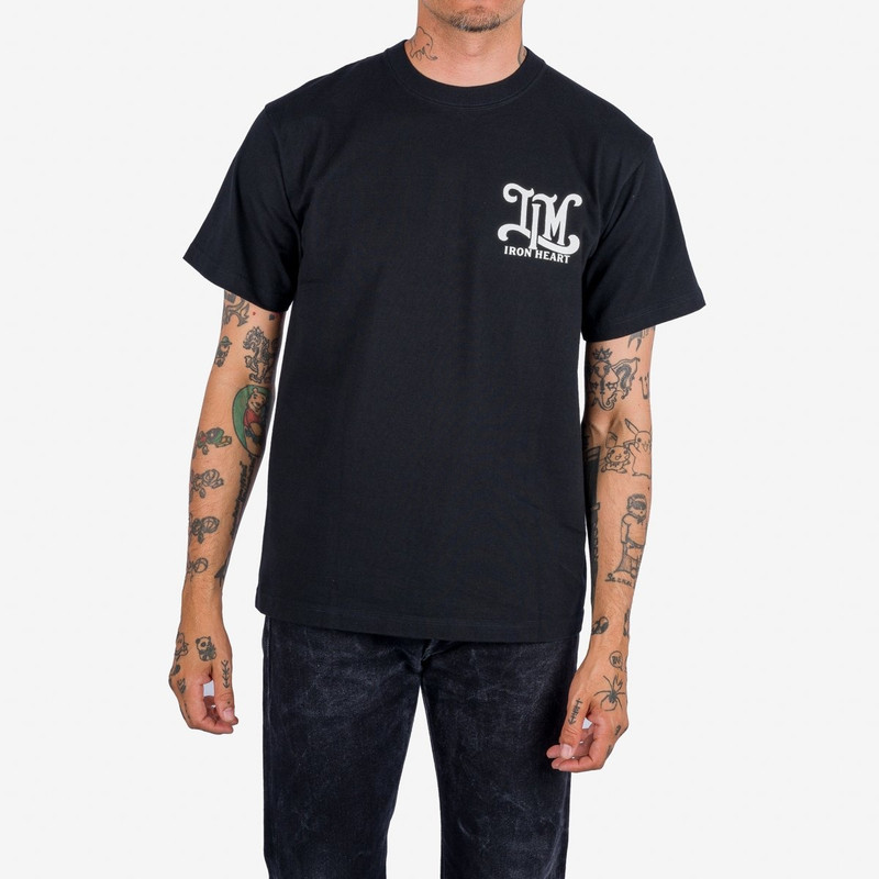 Iron Heart IHT-2407-BLK 7.5oz Printed Loopwheel Crew Neck T-Shirt - Black outlook
