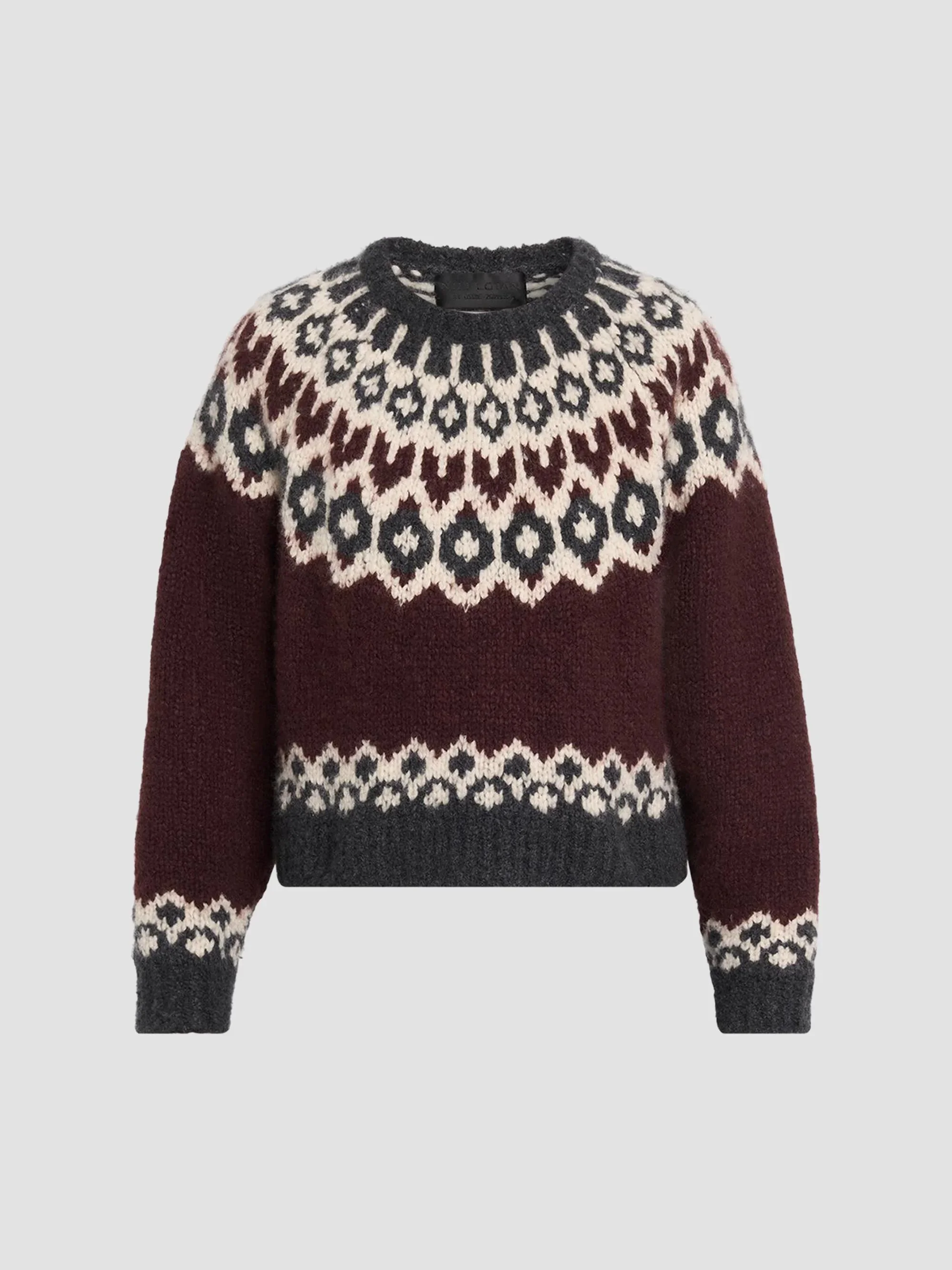 Women's Isaline Cashmere Fair Isle-Inspired Sweater - Burgundy Fairisle - 1
