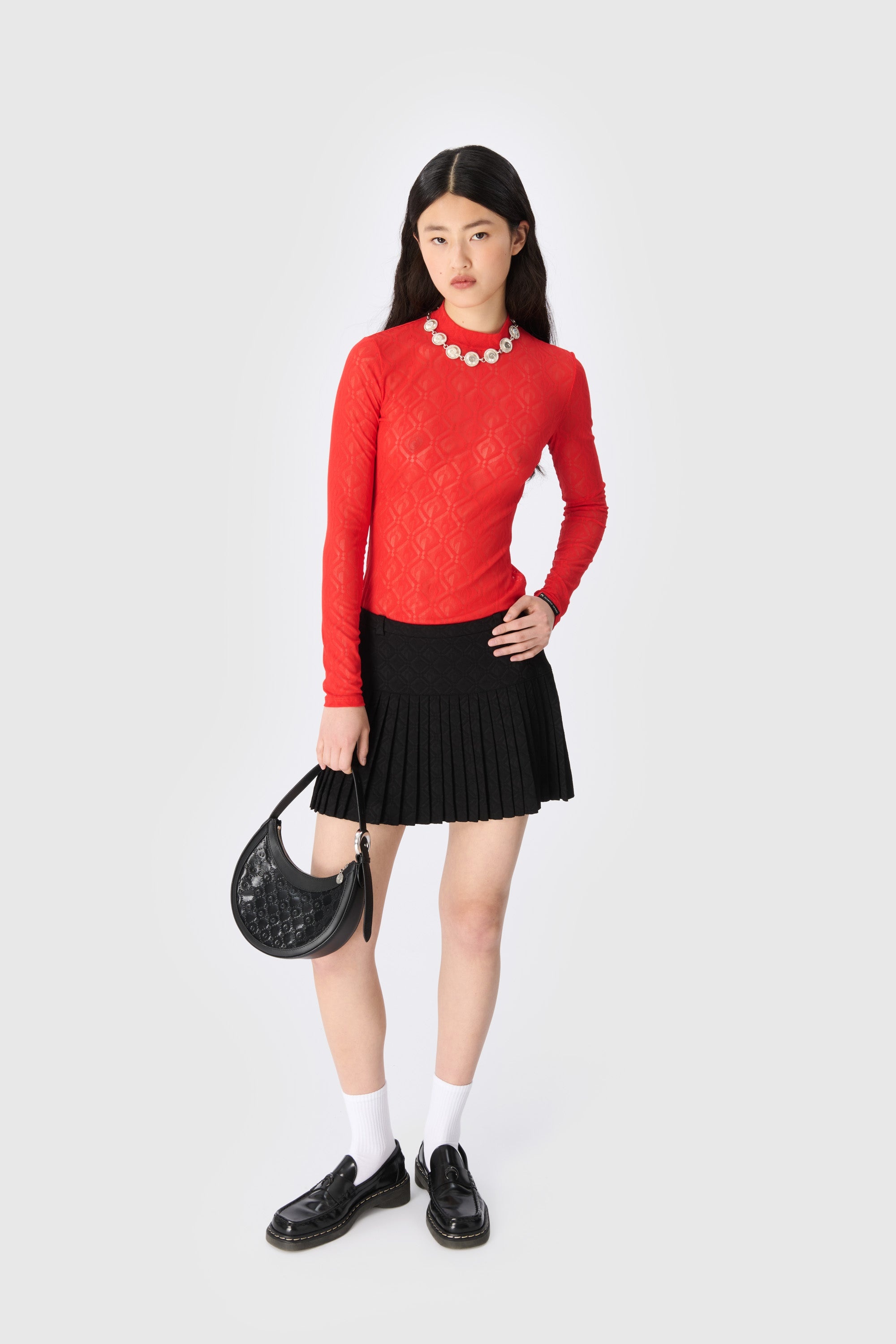 Marine Serre Moon Diamond Jacquard Tailoring Pleated Skirt