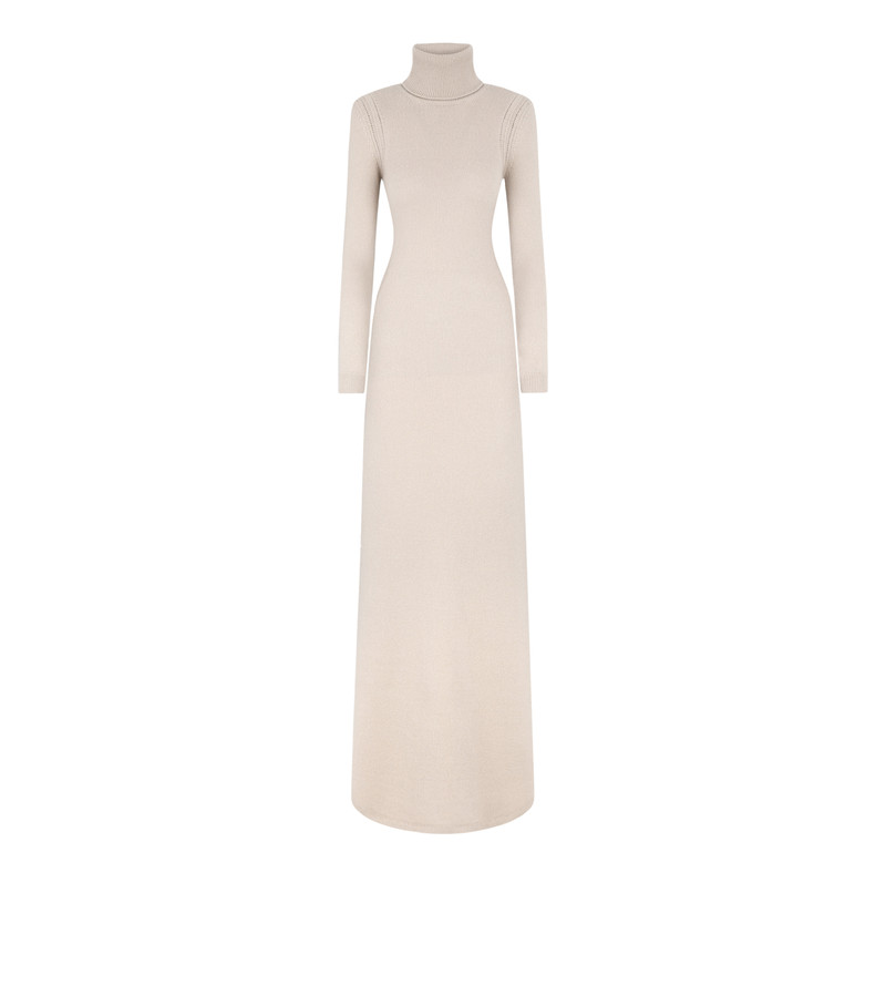 TOM FORD CASHMERE KNIT EVENING DRESS WITH SHOULDER PADS -  ACK502-YAX437#JB535 | REVERSIBLE