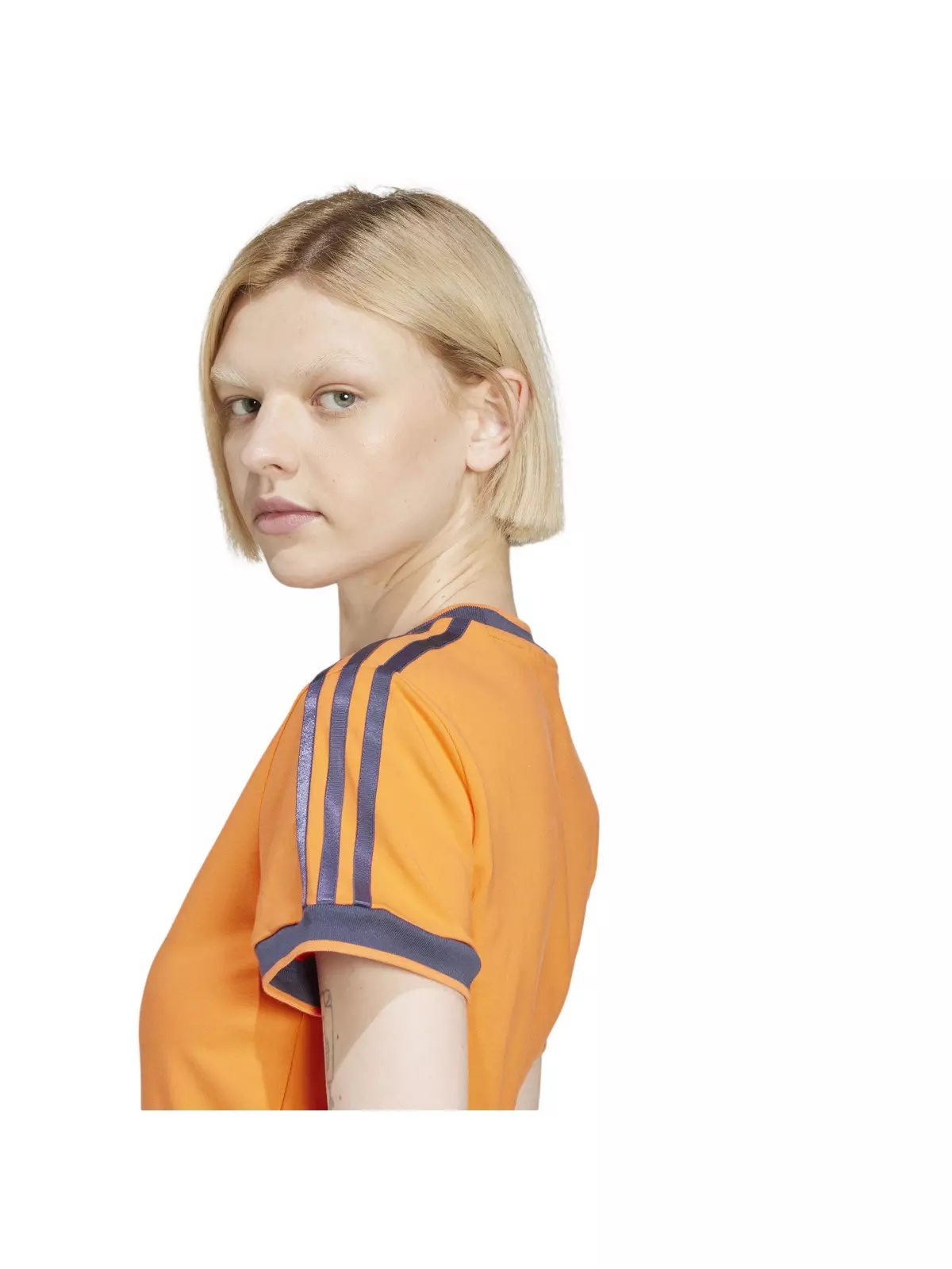 Originals Women's Linear Logo 3-Stripes T-Shirt -Orange - 4