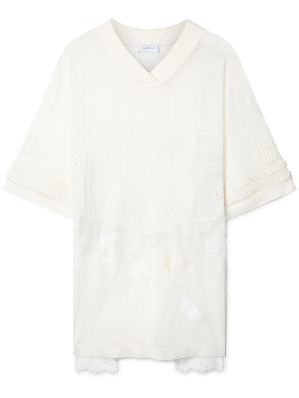 panelled semi-sheer cotton T-shirt - 1