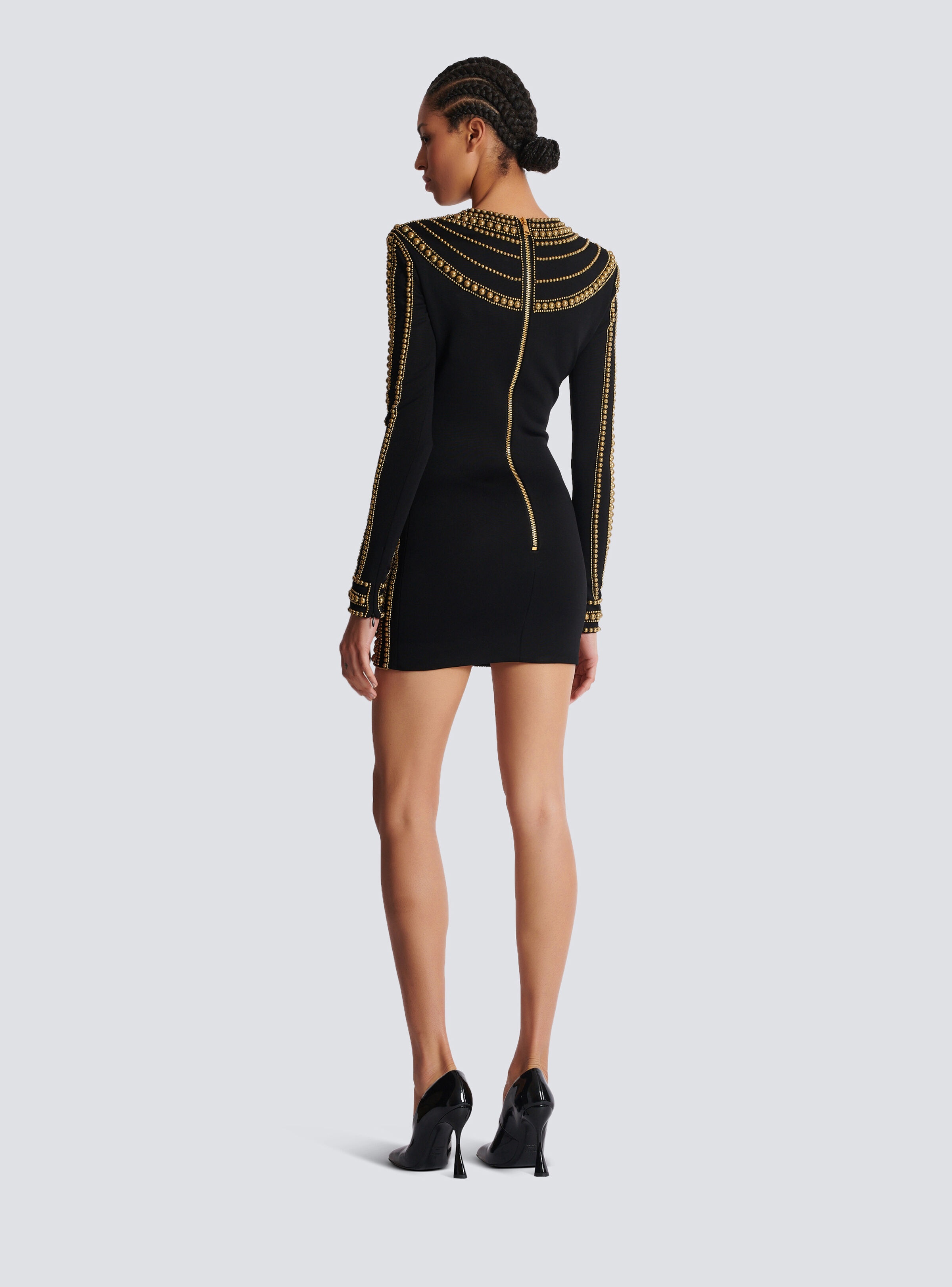Short gold bead-embroidered dress - 4
