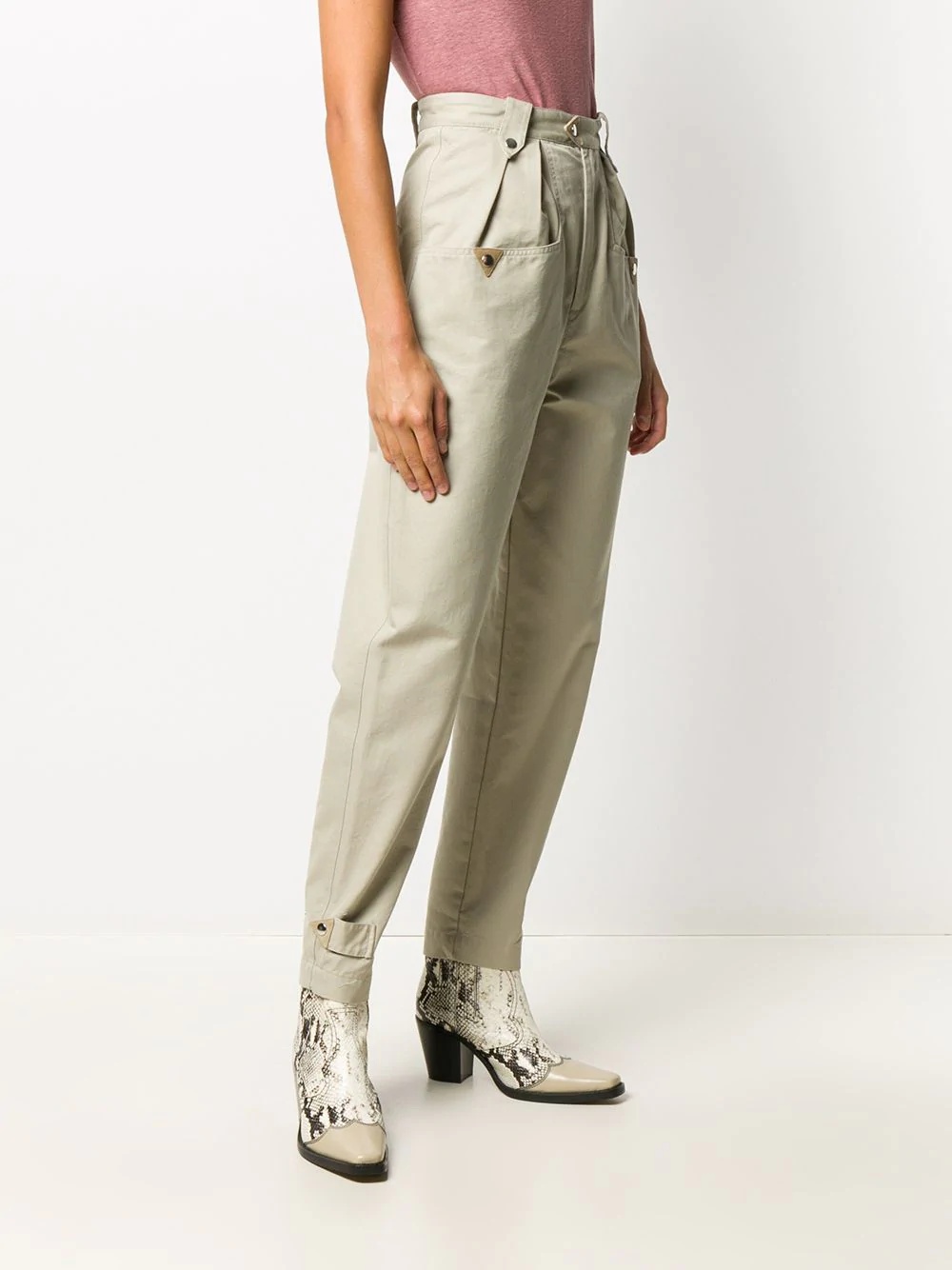 high-waisted tapered cotton trousers - 3