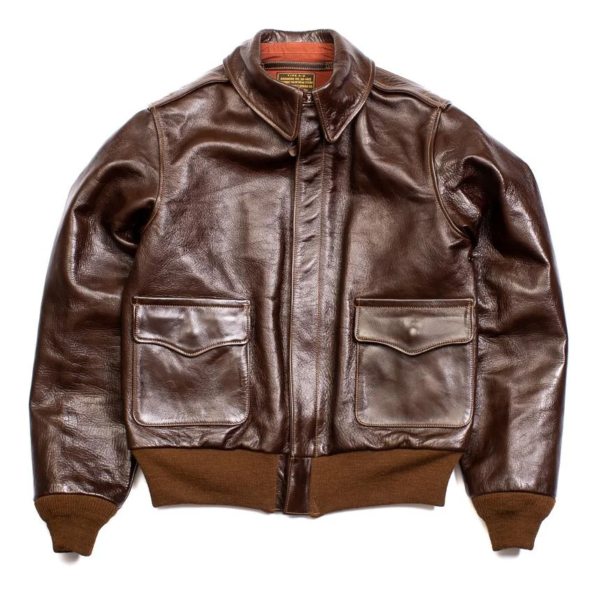 Buzz Rickson's Type A-2 Rough Wear 23380 No Stencil Leather Jacket Seal Brown - 1