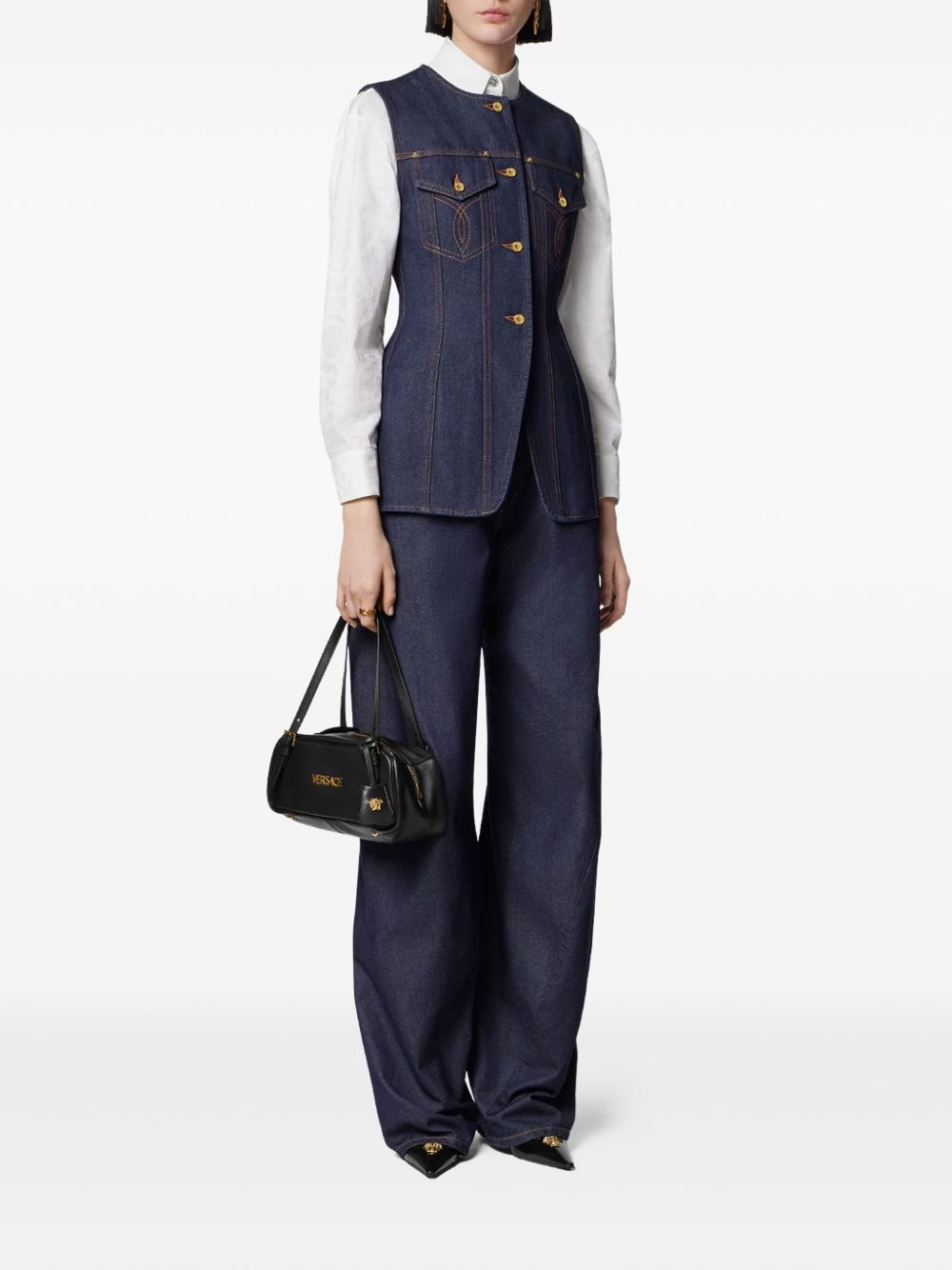denim button-up vest - 2