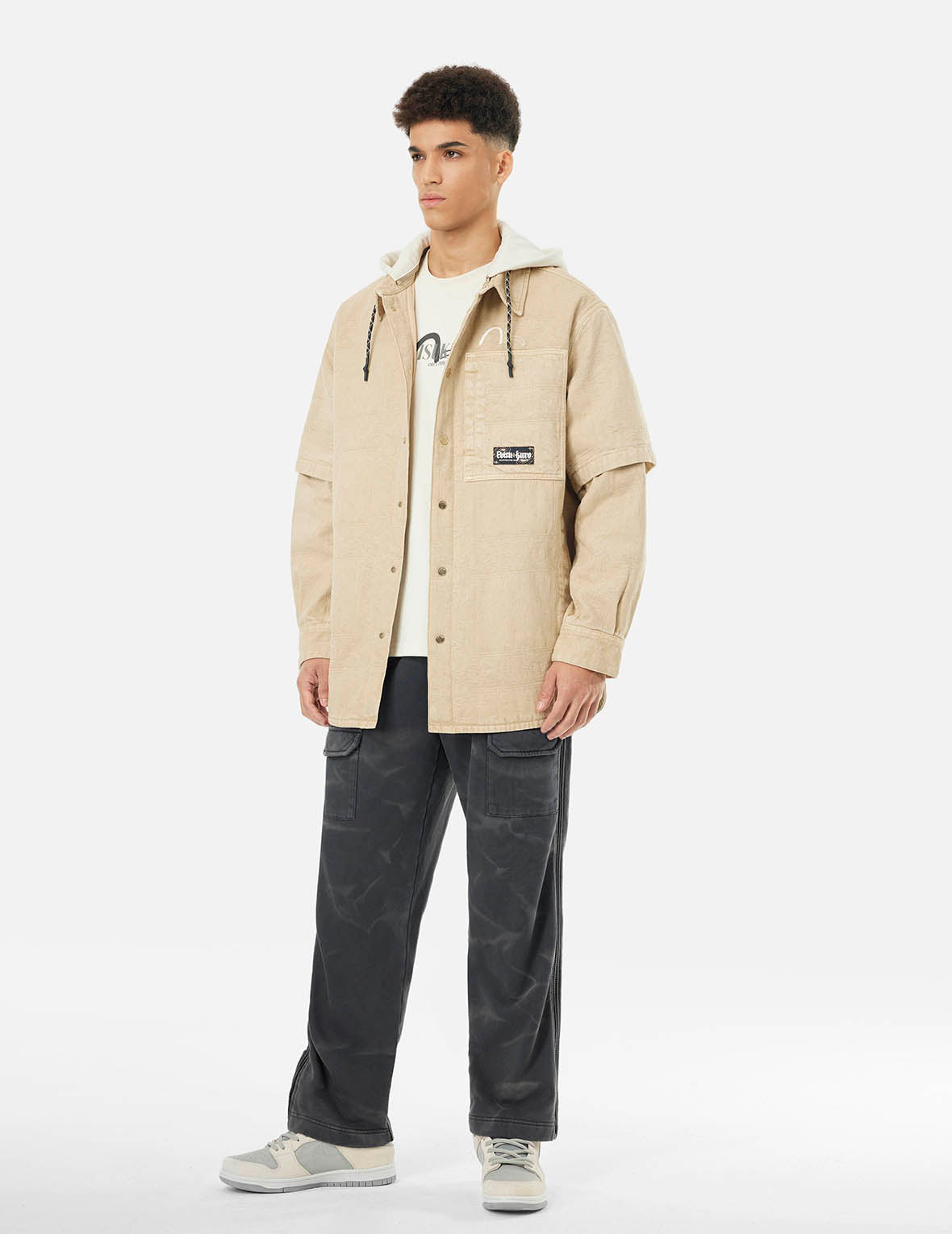 Garment Dyed Logo Print Side Zip Relax Fit Sweatpants - 5