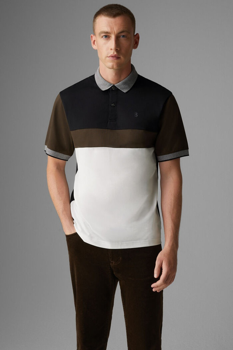 Wisco Piqué polo shirt in Black/Brown 2