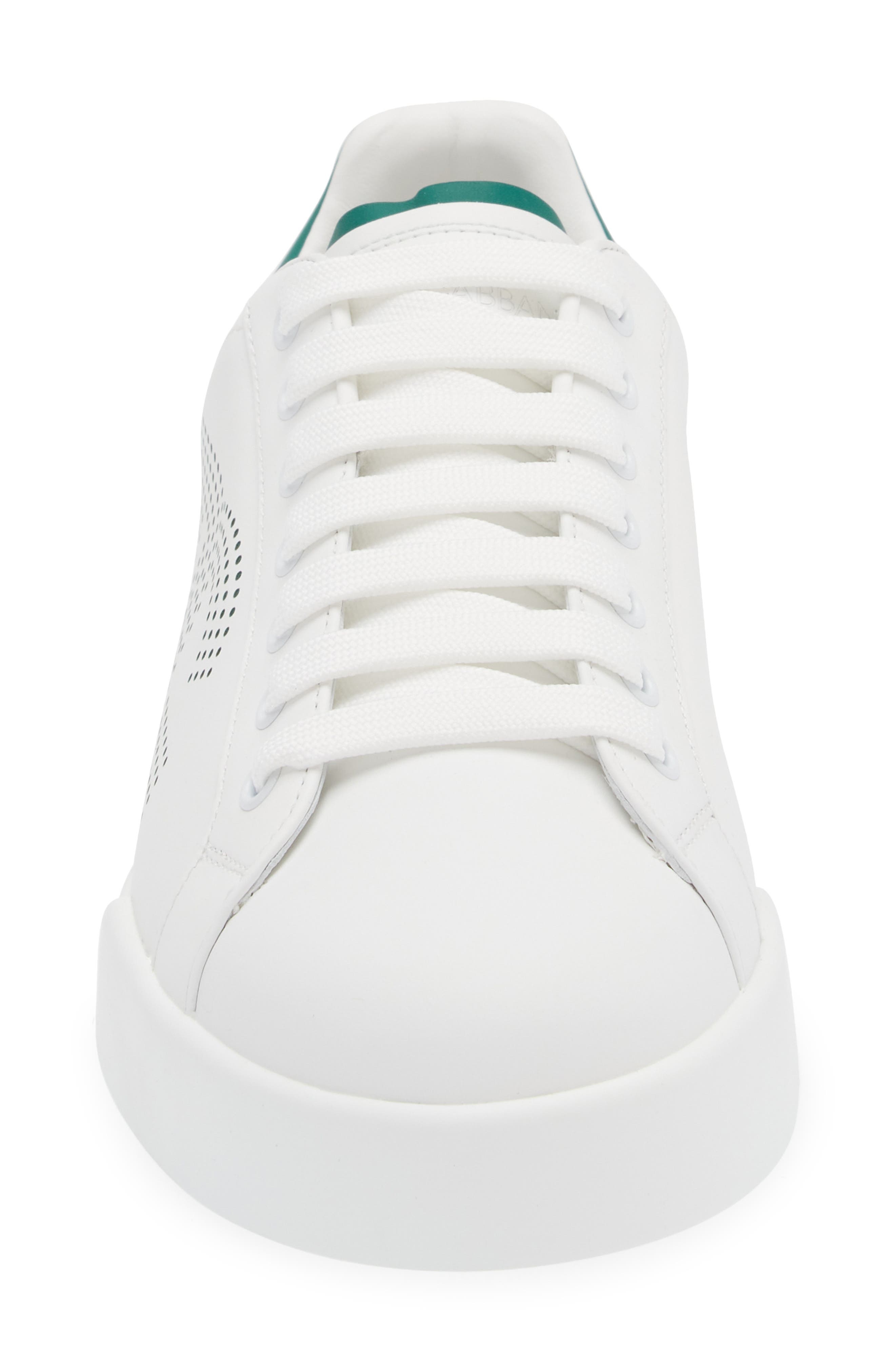 Dolce&Gabbana Portofino Leather Low Top Sneaker in Bianco/Smeraldo at Nordstrom - 4
