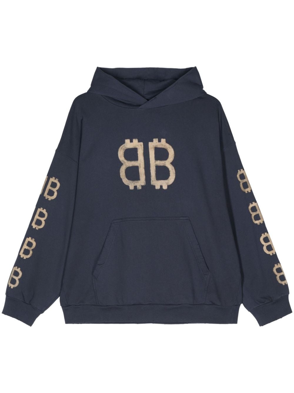 Crypto logo-print distressed hoodie - 1