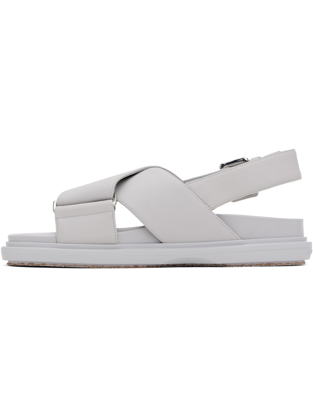 Gray Leather Fussbett Sandals - 3