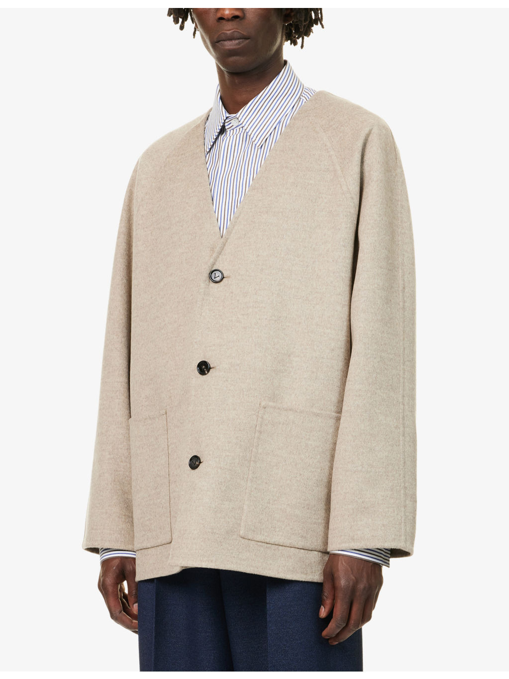 Boxy-Fit Double Wool-Cashmere Jacket - 3