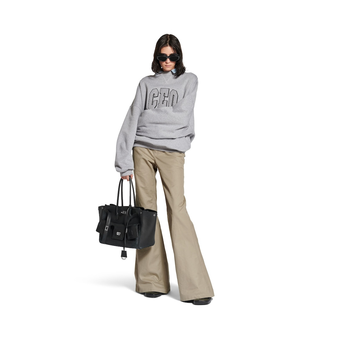 Women's Flared Pants in Military Beige - 2
