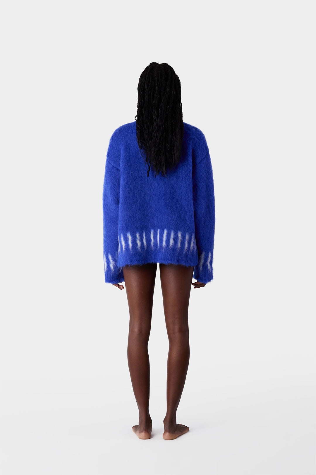HAIRY KNIT ROUND NECK SWEATER / electric blue - 7