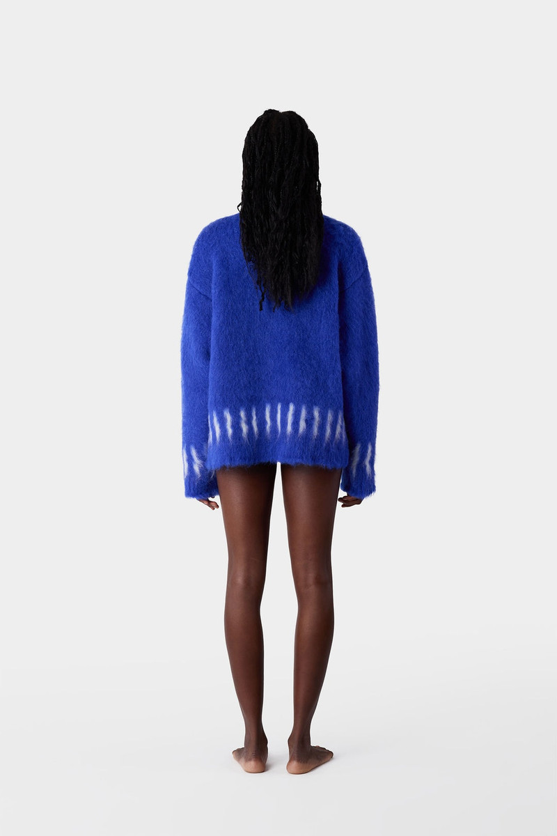 HAIRY KNIT ROUND NECK SWEATER / electric blue 7