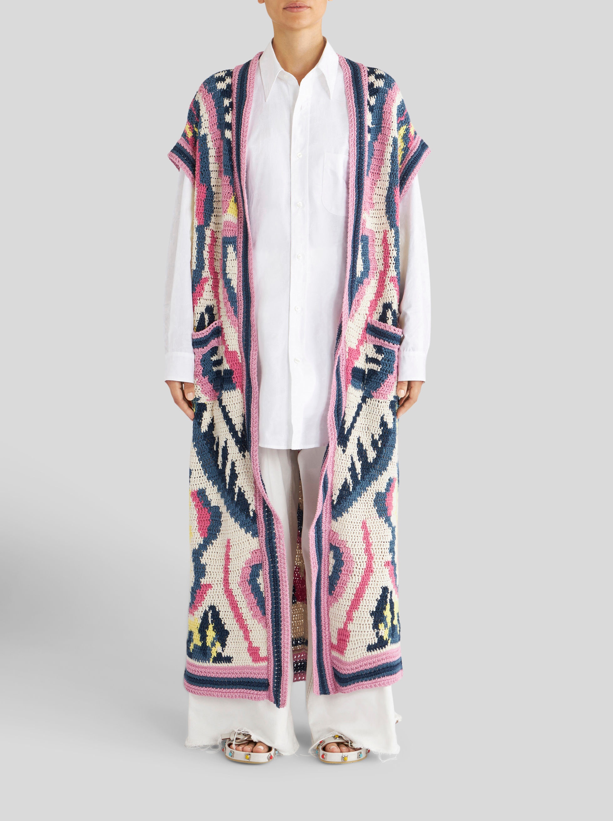 MAXI JACQUARD KNIT GILET - 3