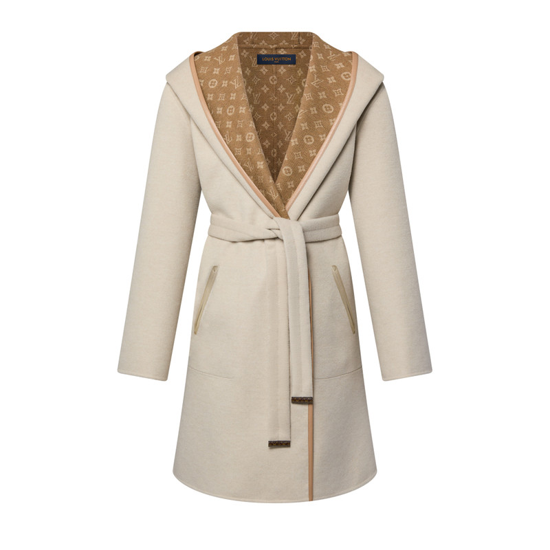 Reversible Signature Hooded Wrap Coat 1