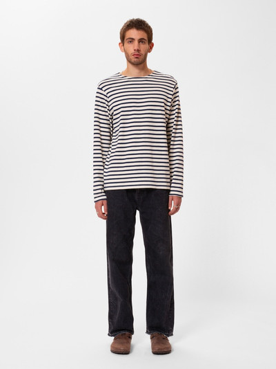 Nudie Jeans Charles Stripe LS T-shirt Offwhite/Blue outlook