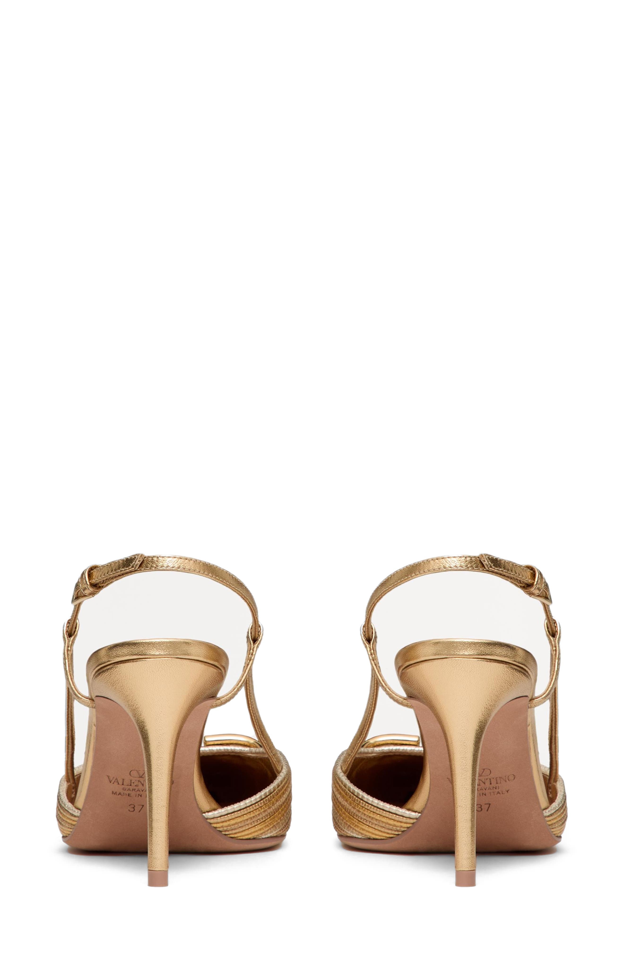 Valentino Garavani VLOGO Signature Metallic Slingback Pump in Gold at Nordstrom - 5