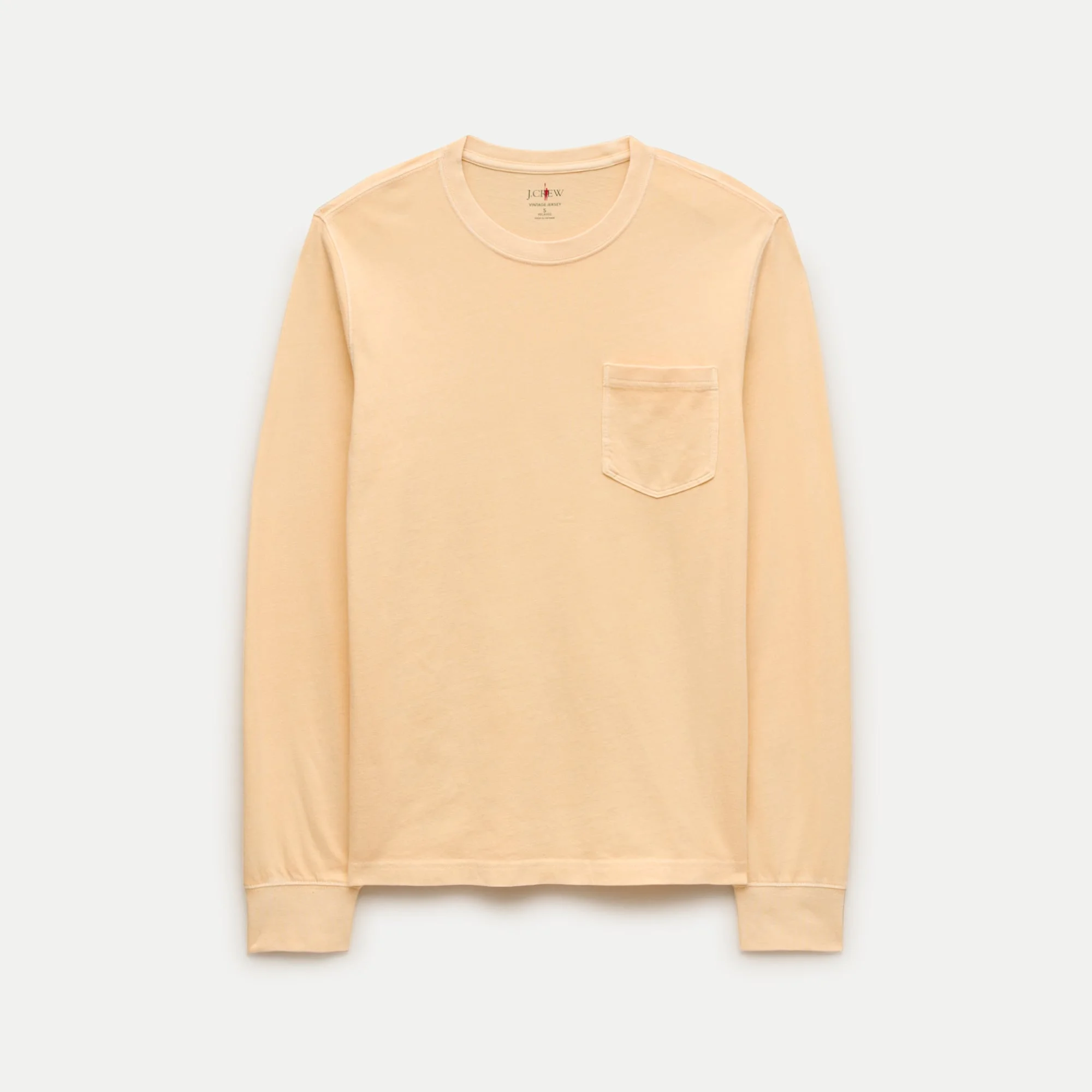 Long-sleeve vintage-wash cotton pocket T-shirt - 1