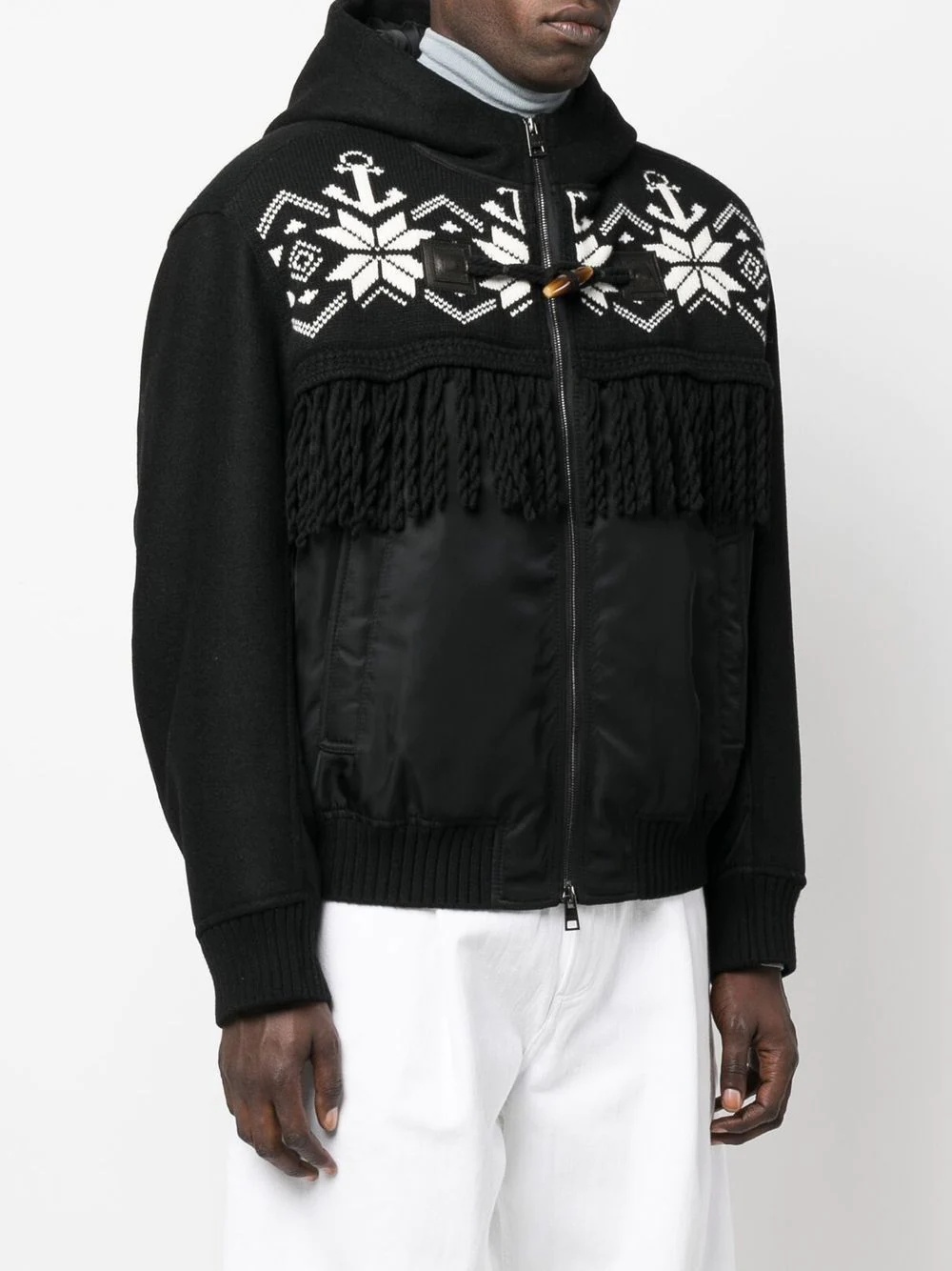 fringed sportswear hooded jacket - 3