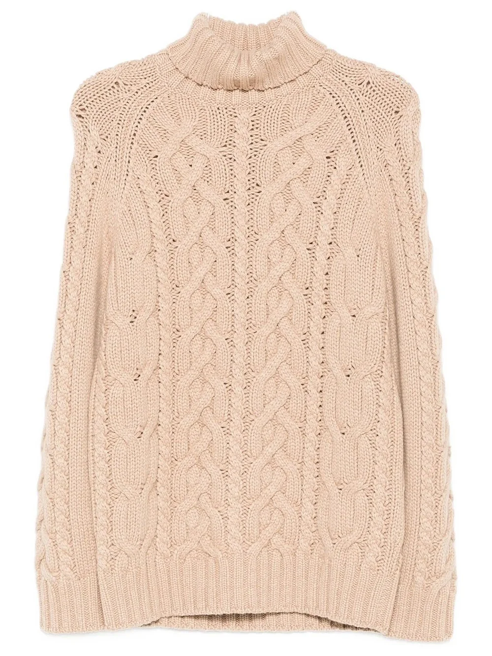CABLE KNIT CASHMERE SWEATER WITH HIGH COLLAR - 1